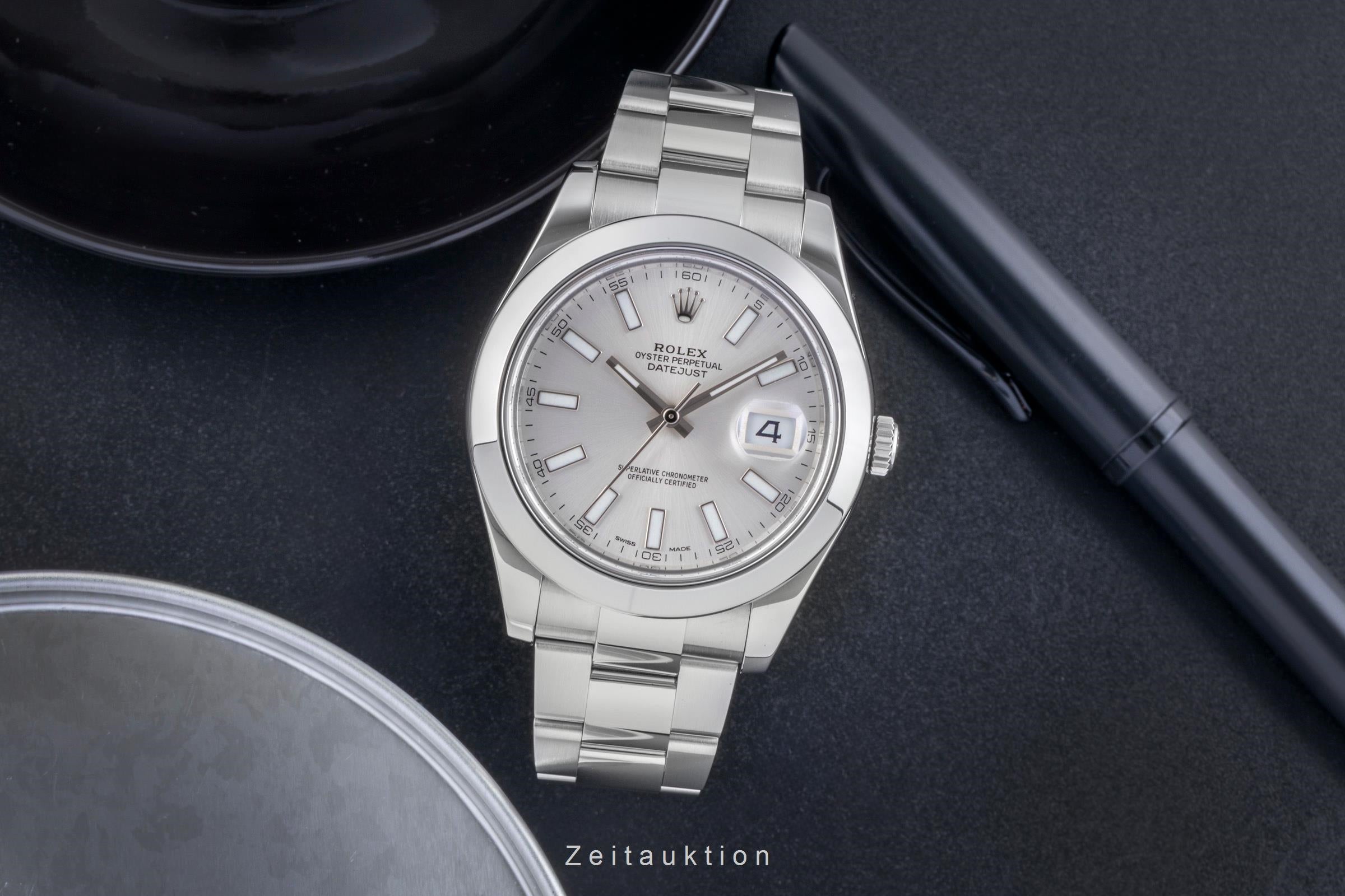 Rolex Datejust II 41 Silver Dial Oyster Stahl Automatik Herrenuhr Ref 116300 Box [2506406]