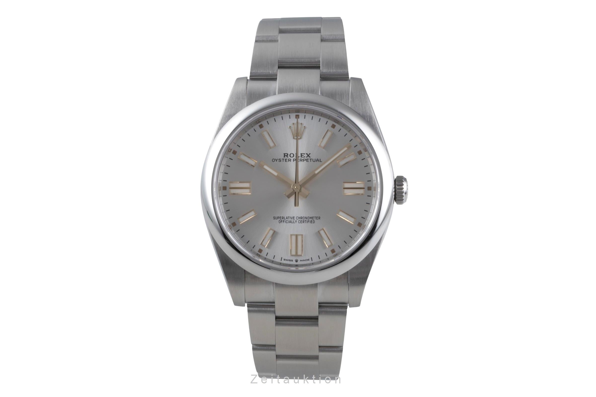 Rolex Oyster Perpetual Silver Dial Stahl Automatik Ref. 124300 Papiere 2022 [2506414]