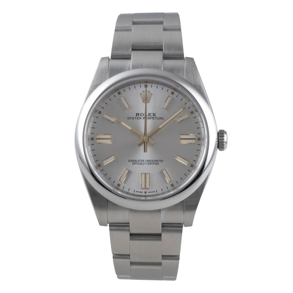 Rolex Oyster Perpetual Silver Dial Stahl Automatik Ref. 124300 Papiere 2022 [2506414]