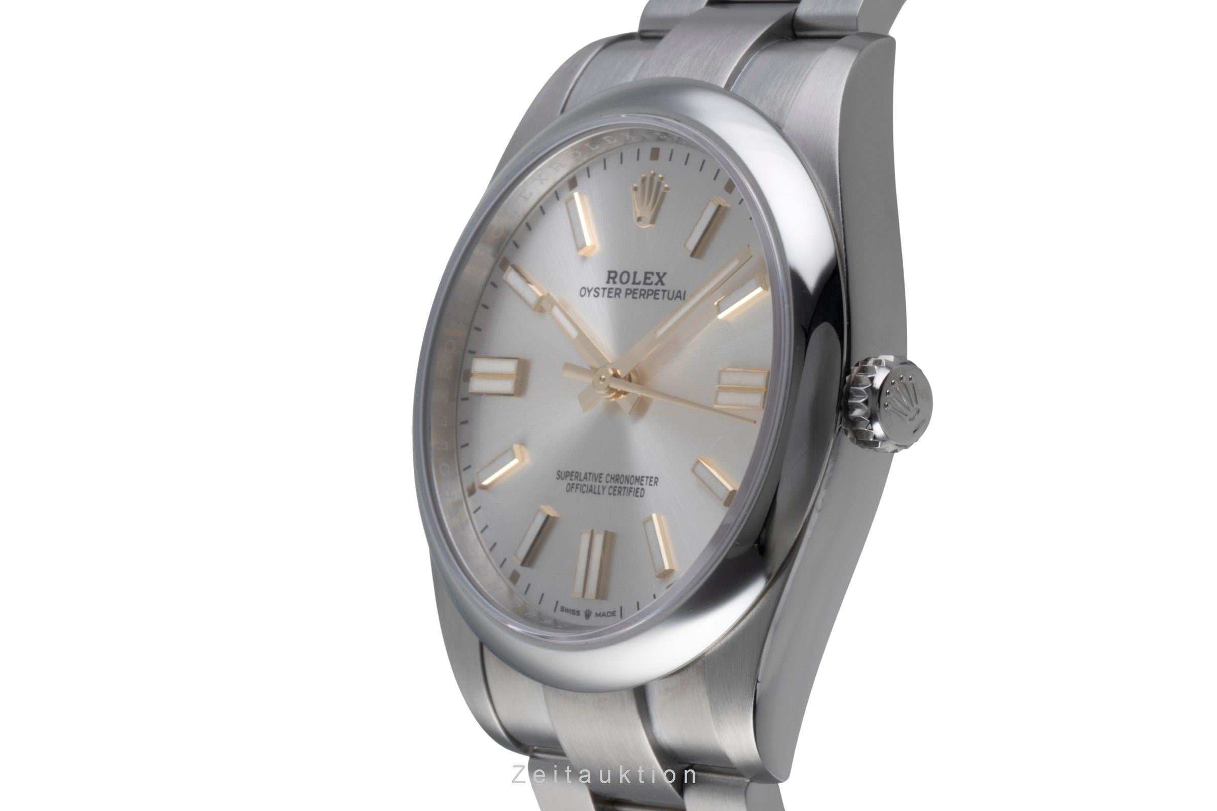 Rolex Oyster Perpetual Silver Dial Stahl Automatik Ref. 124300 Papiere 2022 [2506414]