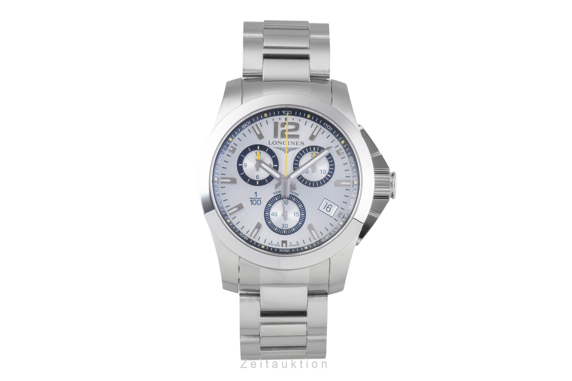 Longines Conquest Chronograph Stahl Quarz Ref. L3.700.4.78.6 Box & Papiere 2023 [2506444]