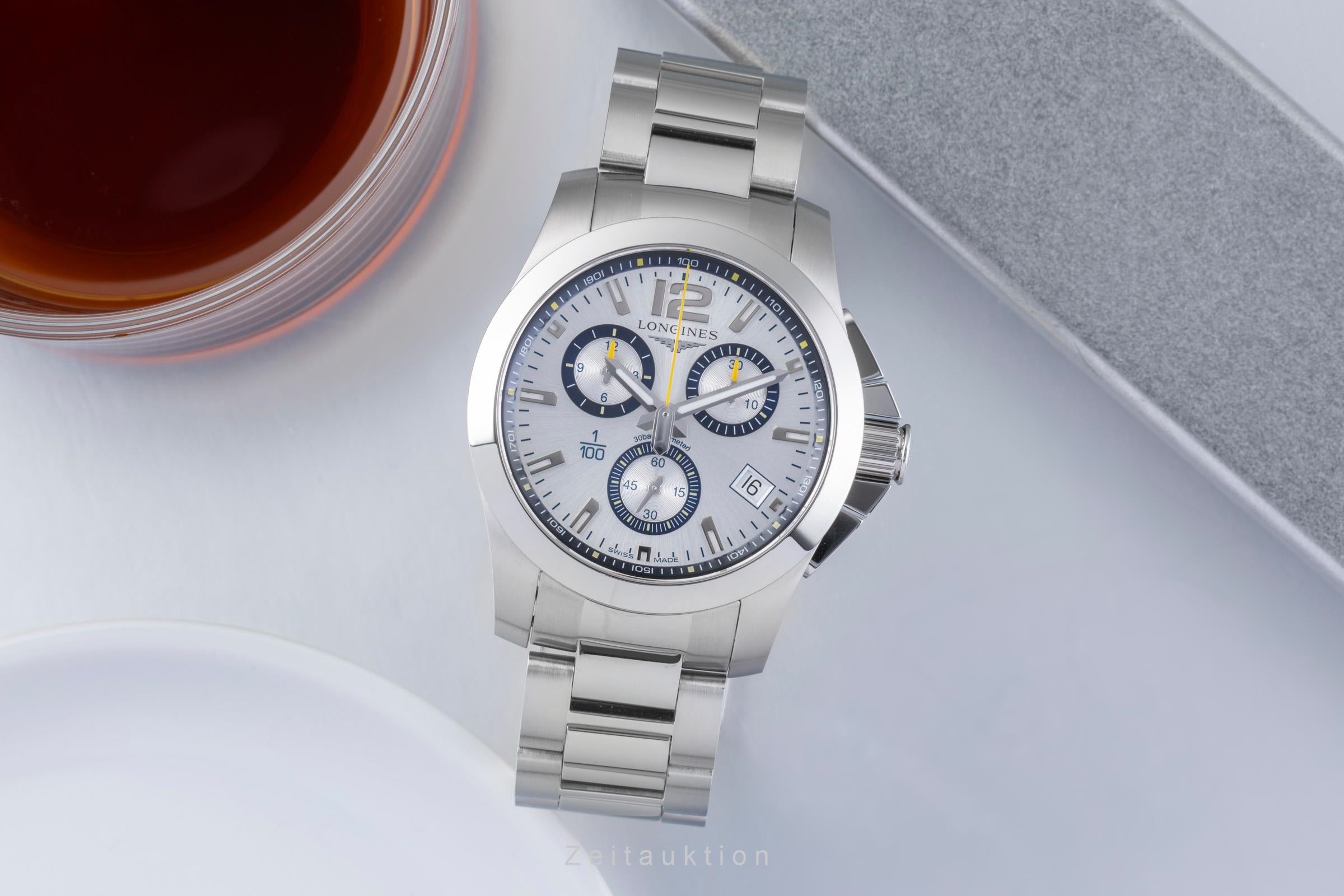 Longines Conquest Chronograph Stahl Quarz Ref. L3.700.4.78.6 Box & Papiere 2023 [2506444]