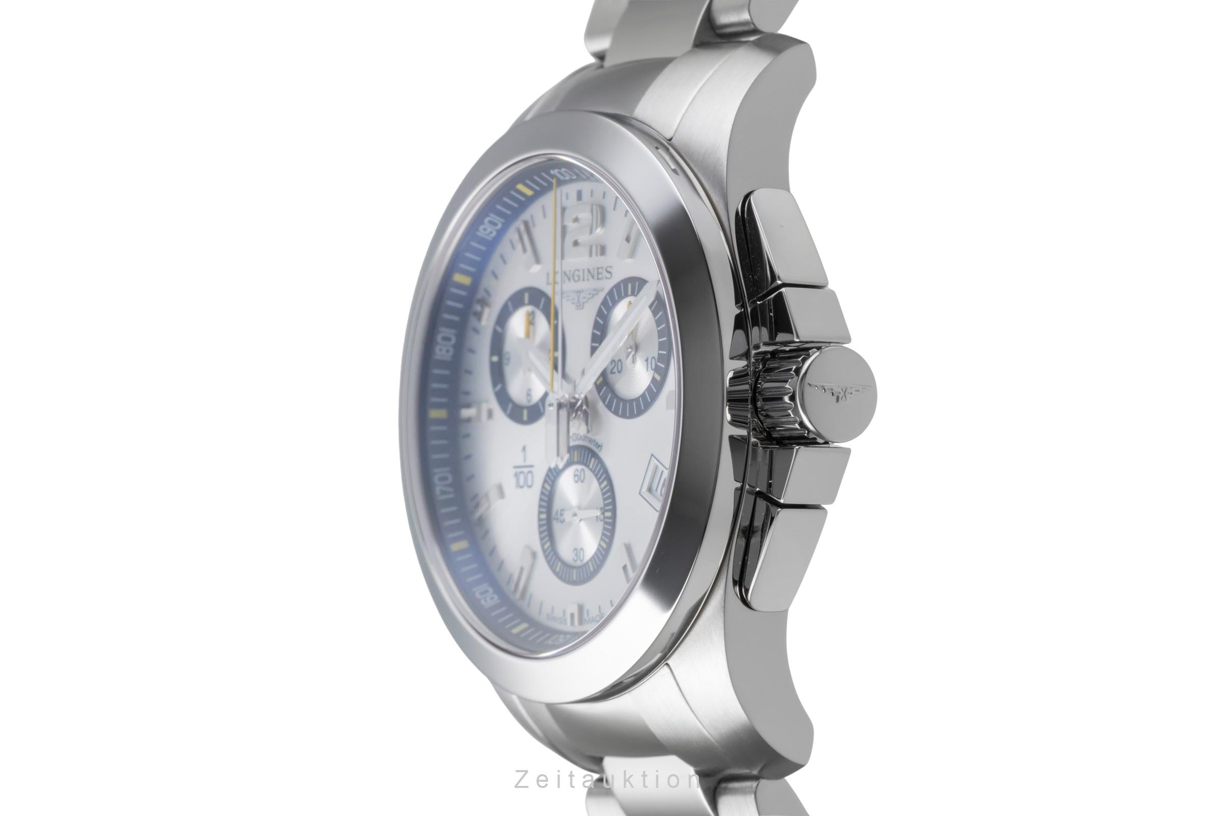 Longines Conquest Chronograph Stahl Quarz Ref. L3.700.4.78.6 Box & Papiere 2023 [2506444]
