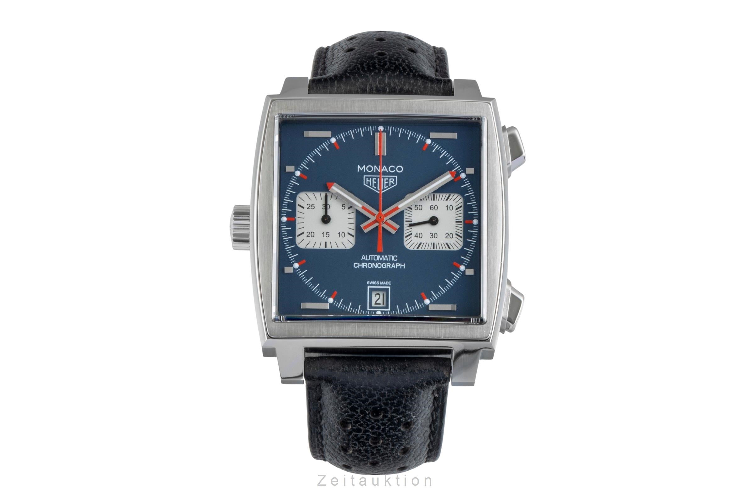 Tag Heuer Monaco cronógrafo acero automático reloj para caballeros CAW211P.FC6356 LP: 8100EUR  [2506453]