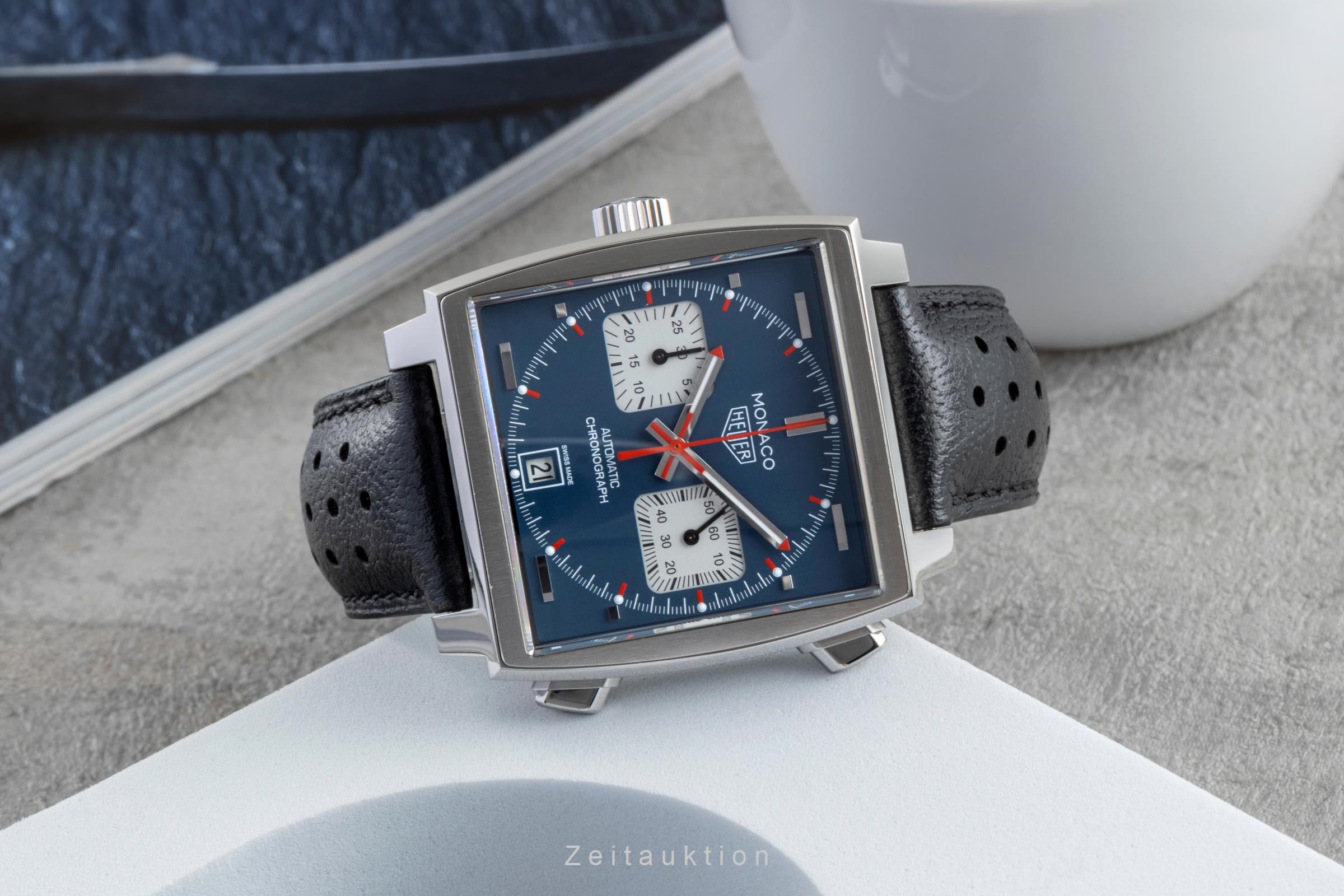 Tag Heuer Monaco cronógrafo acero automático reloj para caballeros CAW211P.FC6356 LP: 8100EUR  [2506453]