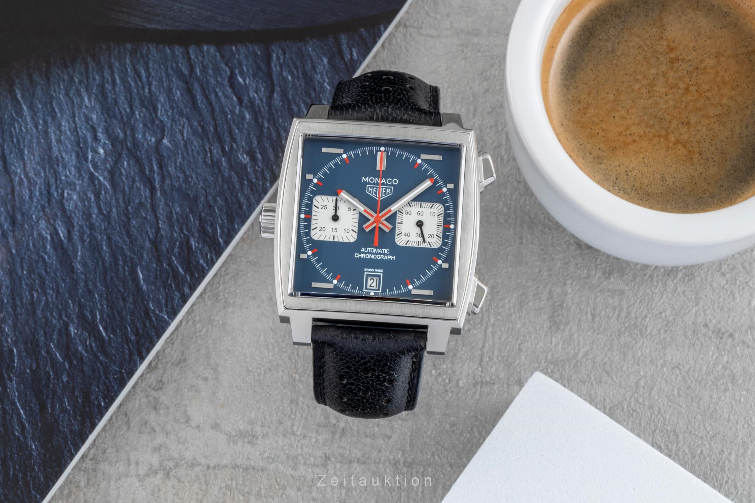 Tag Heuer Monaco cronógrafo acero automático reloj para caballeros CAW211P.FC6356 LP: 8100EUR  [2506453]