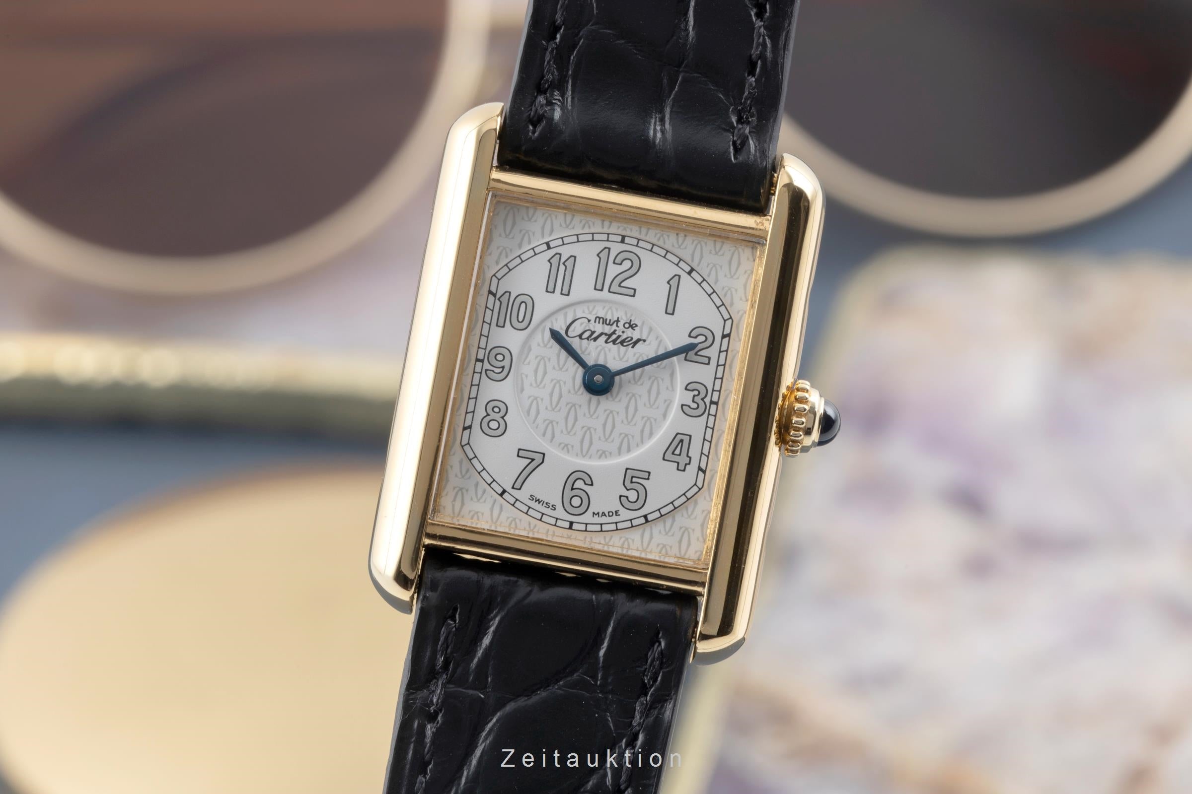 Cartier Tank plata banada en oro cuarzo reloj para damas  W1013854  [2506500]