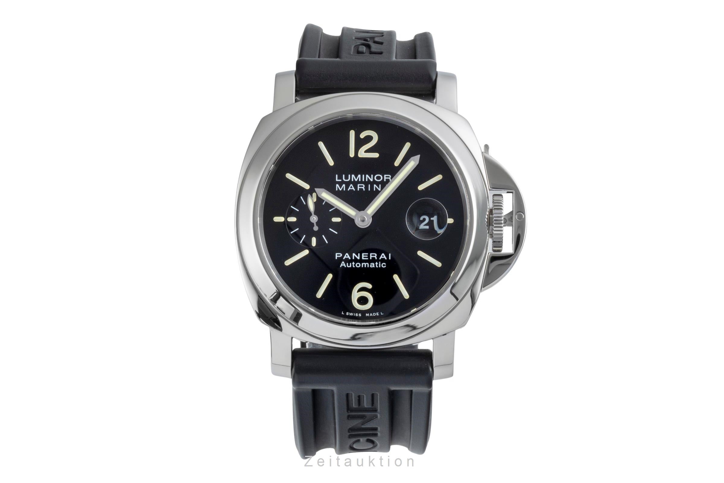 Panerai Luminor Marina Automatik Datum Edelstahl Herrenuhr Ref. PAM00104 B&P  [2506517]