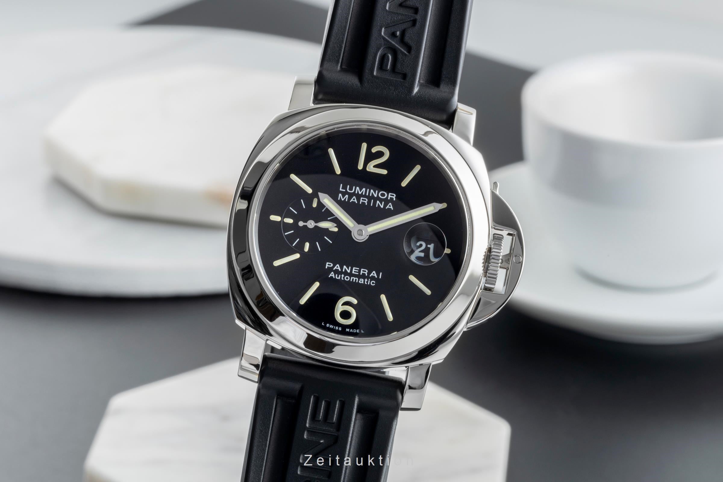Panerai Luminor Marina Automatik Datum Edelstahl Herrenuhr Ref. PAM00104 B&P  [2506517]
