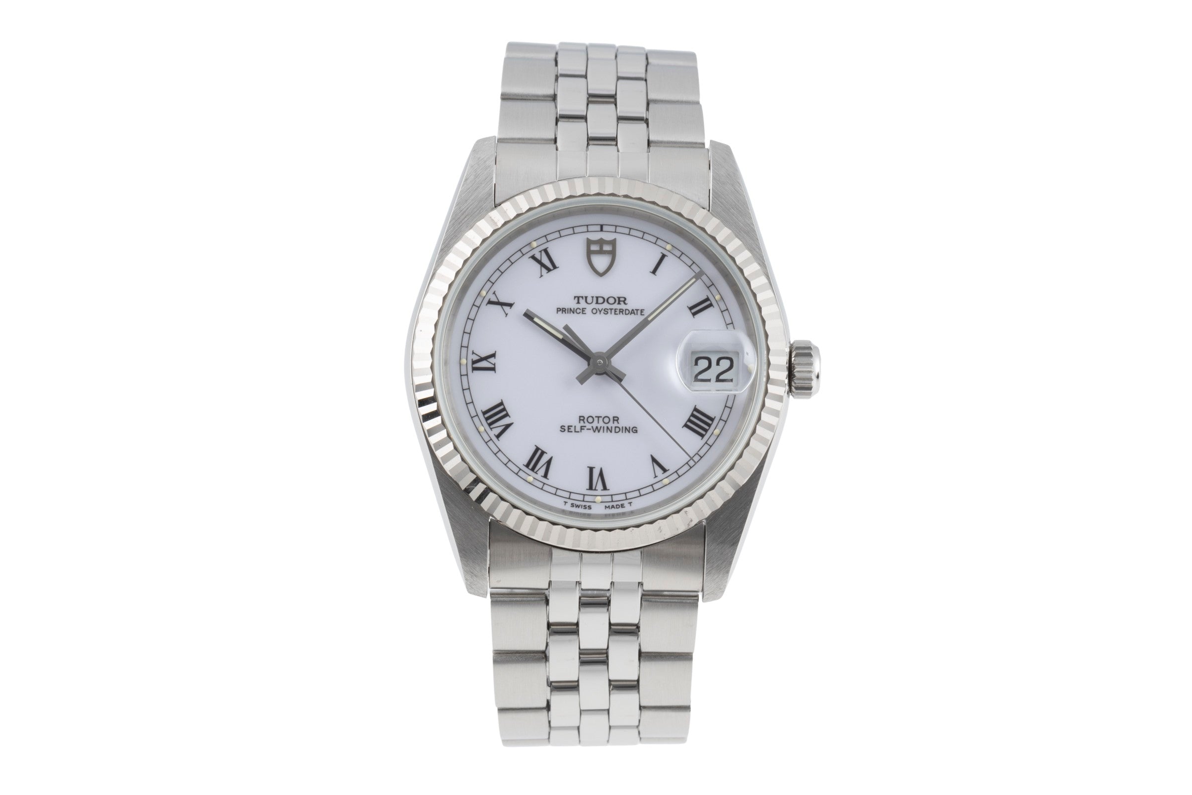 Tudor Prince Oysterdate steel / white gold automatic men's watch 74034  [2506609]