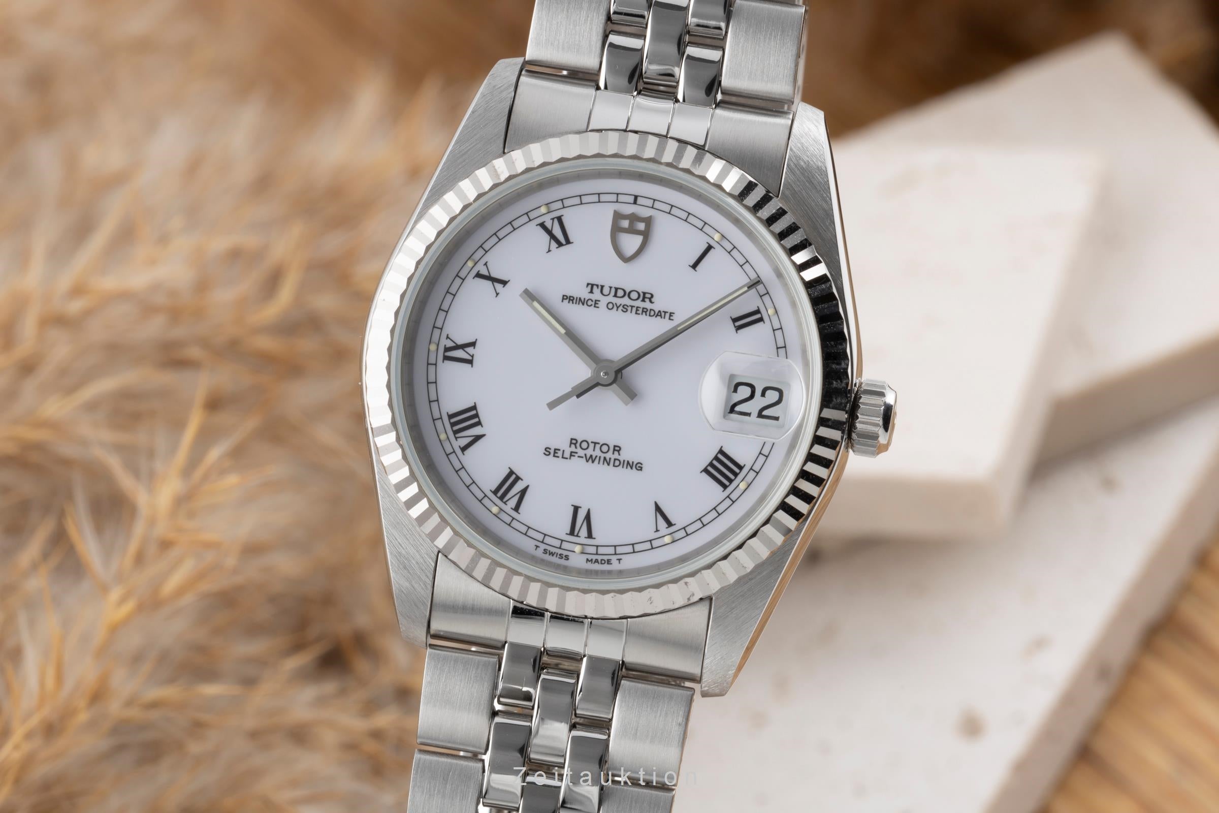 Tudor Prince Oysterdate steel / white gold automatic men's watch 74034  [2506609]