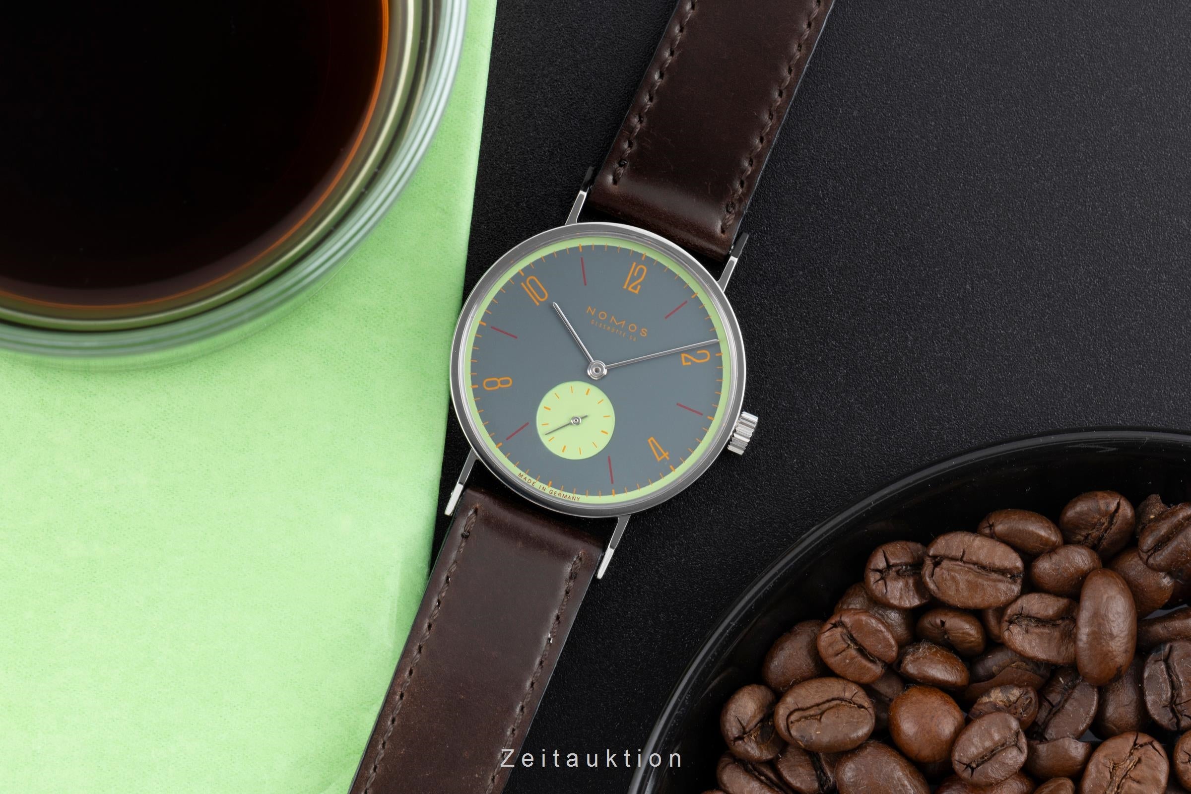 Nomos Tangente Super 30 Feldmausgrau Stahl Handaufzug Limited B&P 2004 [2506745]