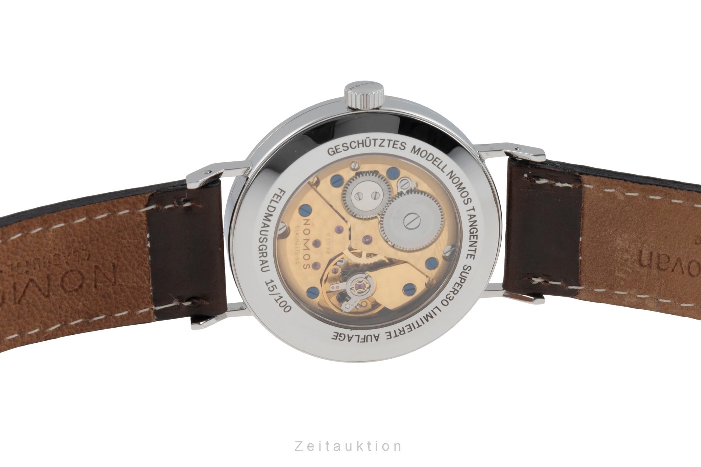 Nomos Tangente Super 30 Feldmausgrau Stahl Handaufzug Limited B&P 2004 [2506745]