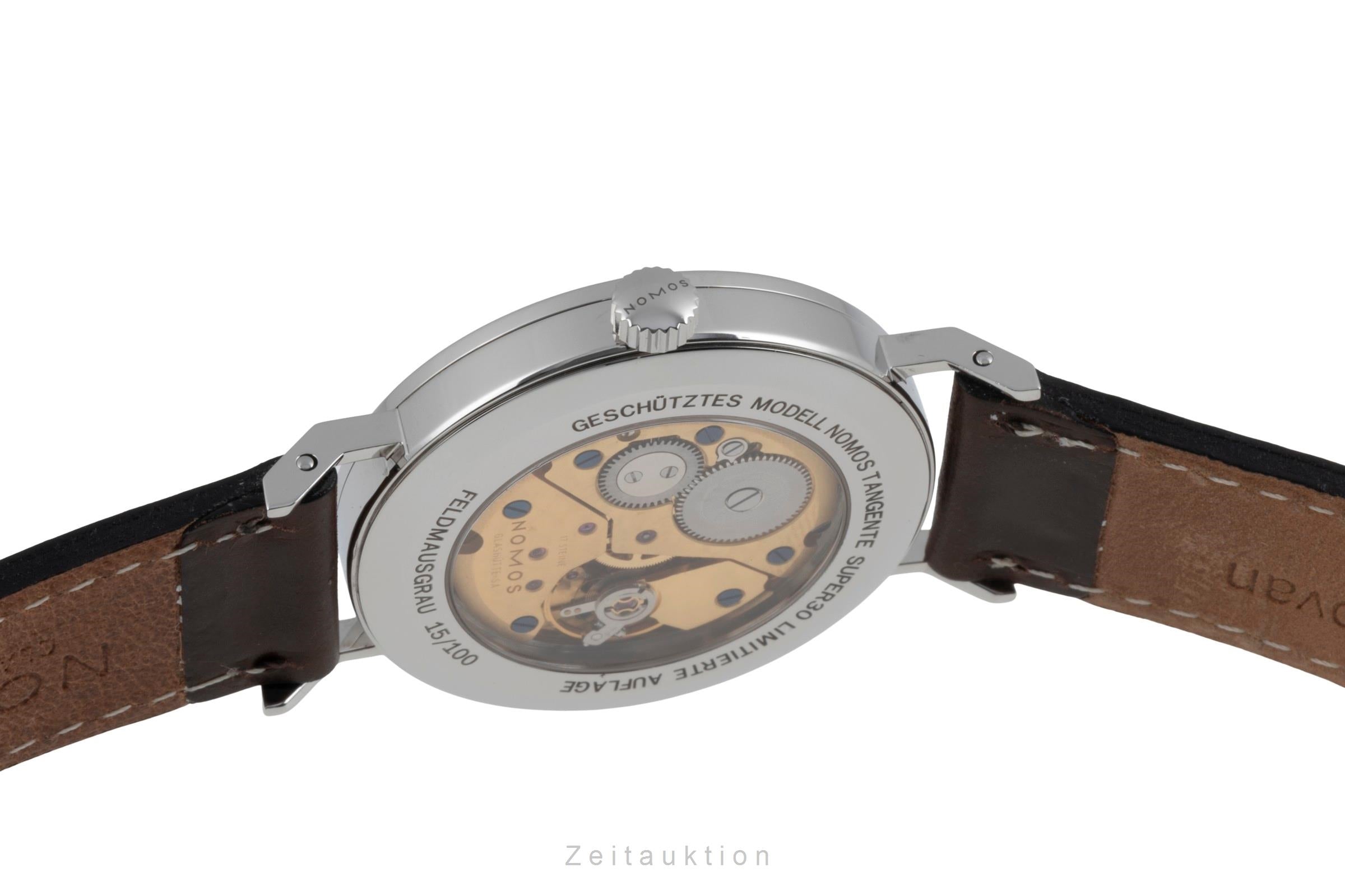 Nomos Tangente Super 30 Feldmausgrau Stahl Handaufzug Limited B&P 2004 [2506745]