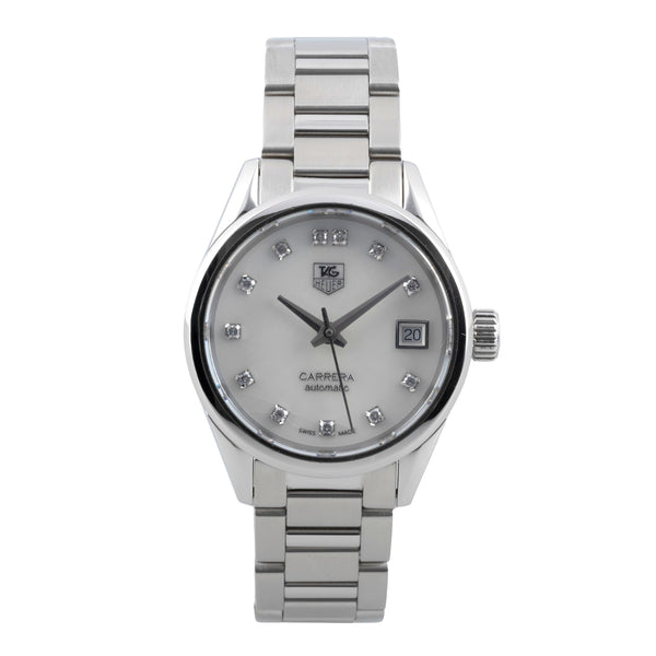 Tag Heuer Carrera Automatik Stahl MOP Diamanten Ref. WAR2414.BA0776 B&P 2018 [2506785]