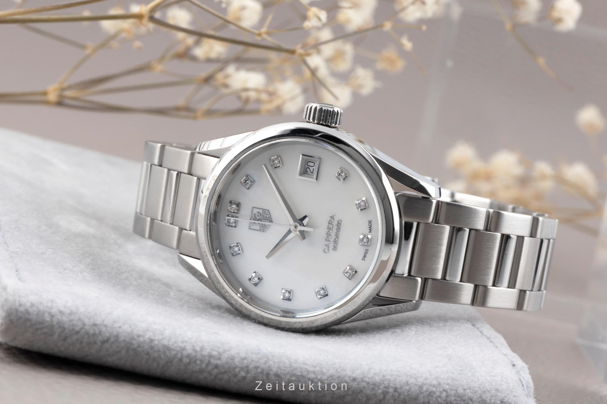 Tag Heuer Carrera Automatik Stahl MOP Diamanten Ref. WAR2414.BA0776 B&P 2018 [2506785]
