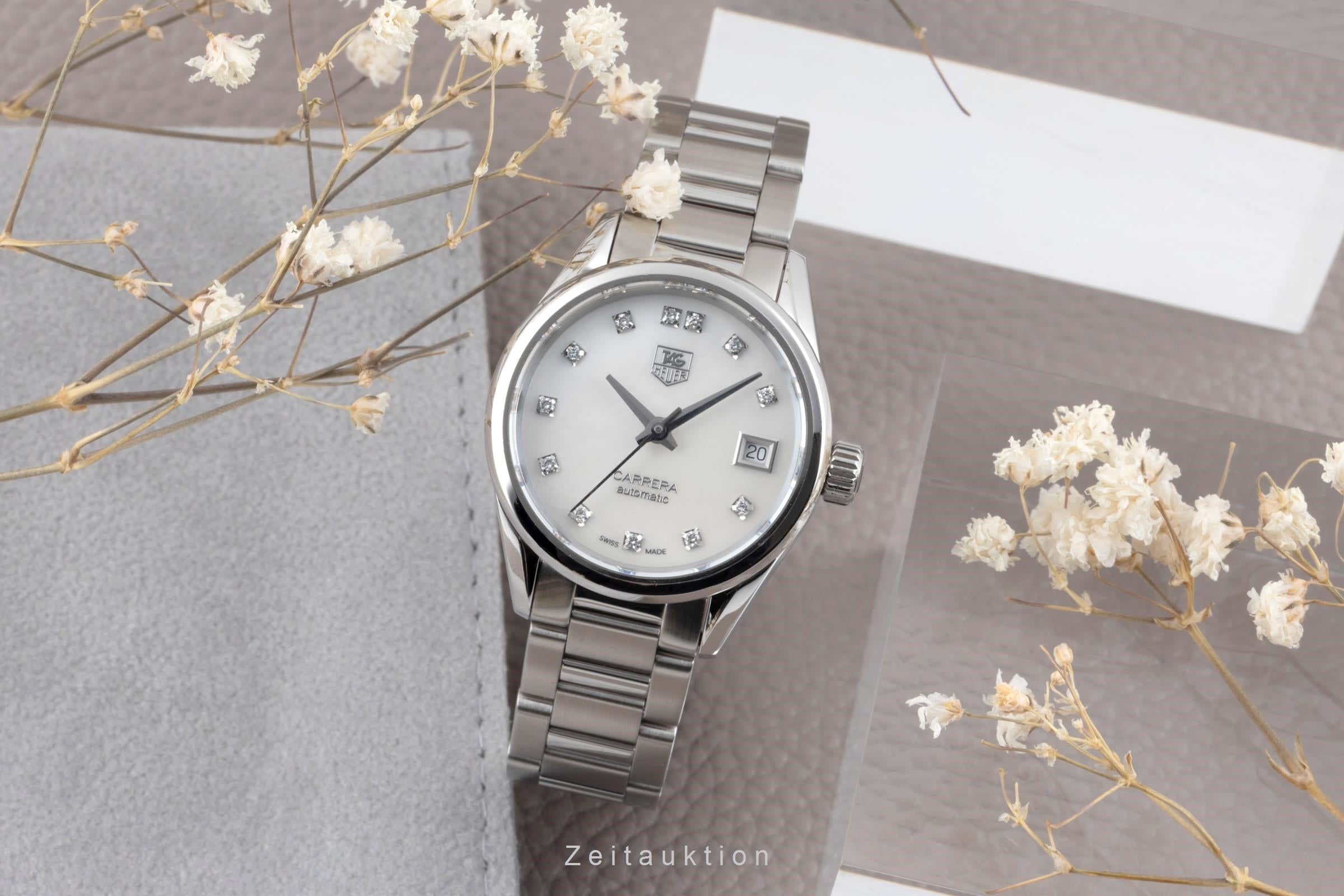 Tag Heuer Carrera Automatik Stahl MOP Diamanten Ref. WAR2414.BA0776 B&P 2018 [2506785]