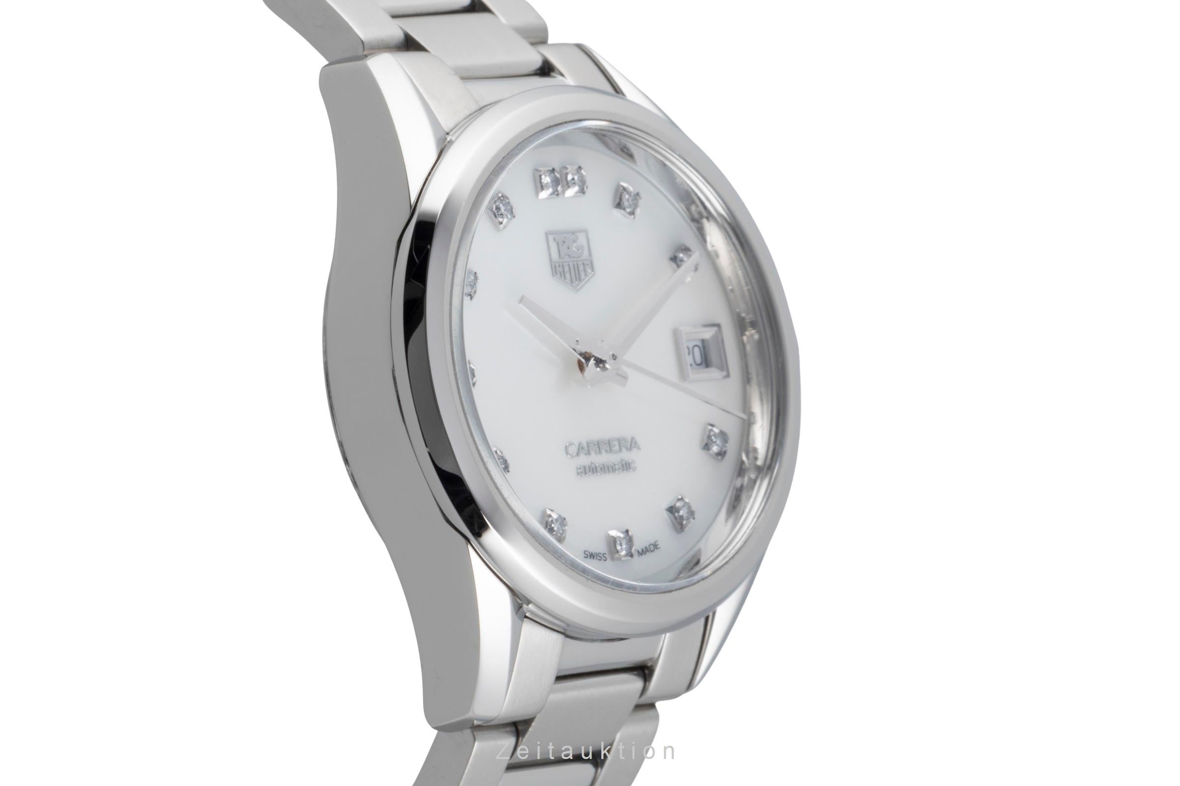 Tag Heuer Carrera Automatik Stahl MOP Diamanten Ref. WAR2414.BA0776 B&P 2018 [2506785]