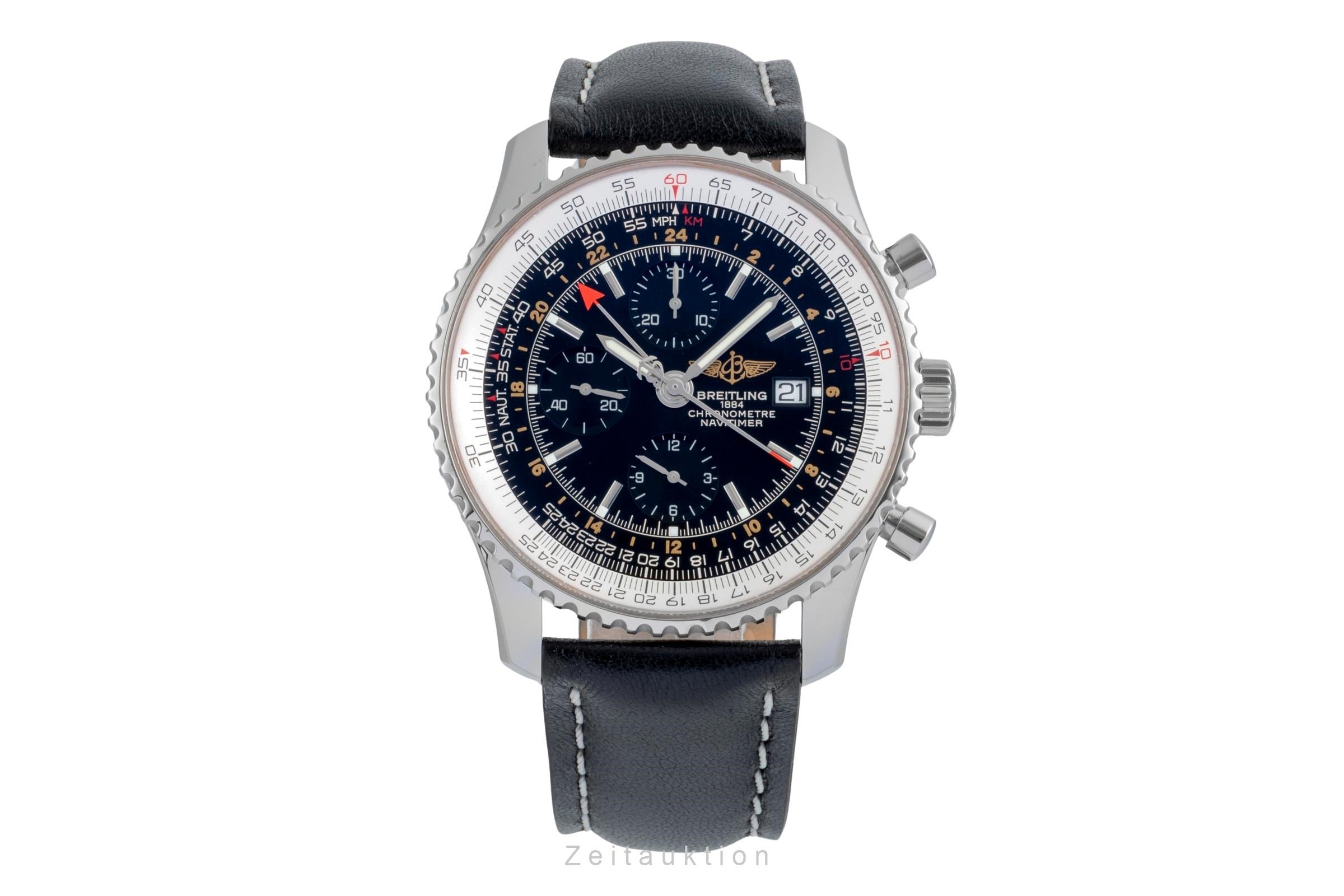 洋楽 Raw Breitling Navitimer World chronograph steel automatic Kal. B24 Ref