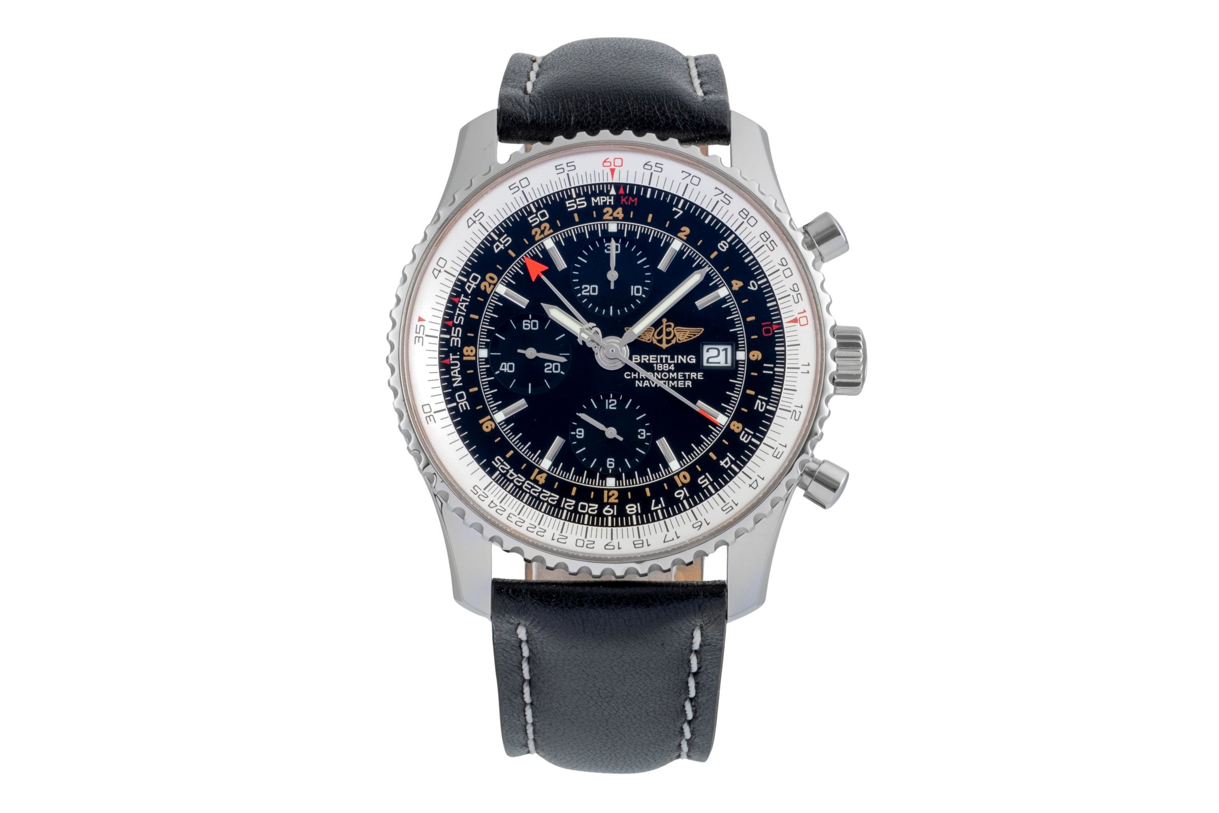 Breitling Navitimer World chronograph steel automatic men's watch A24322-101	  [2506790]
