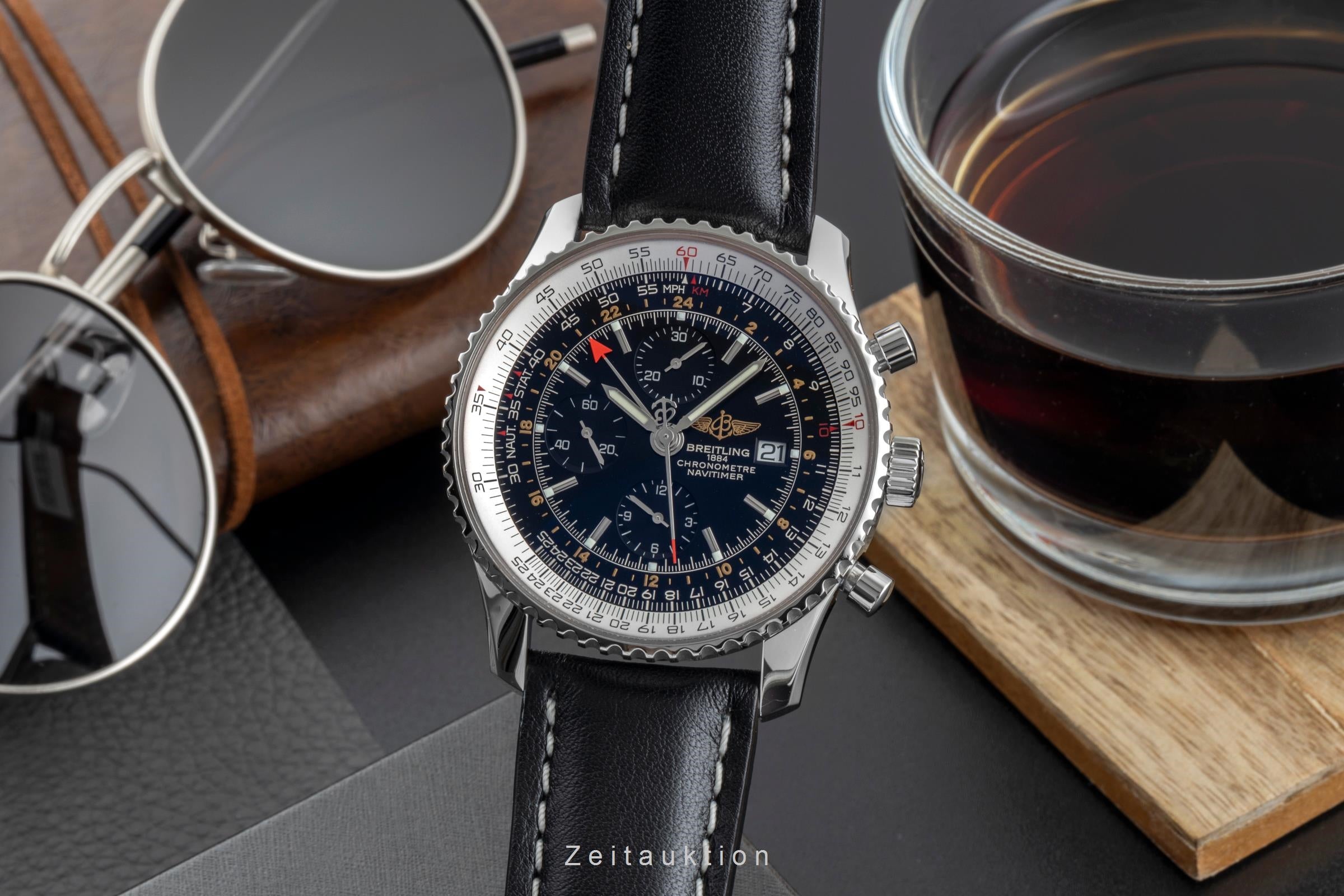 Breitling Navitimer World chronograph steel automatic Kal. B24 Ref