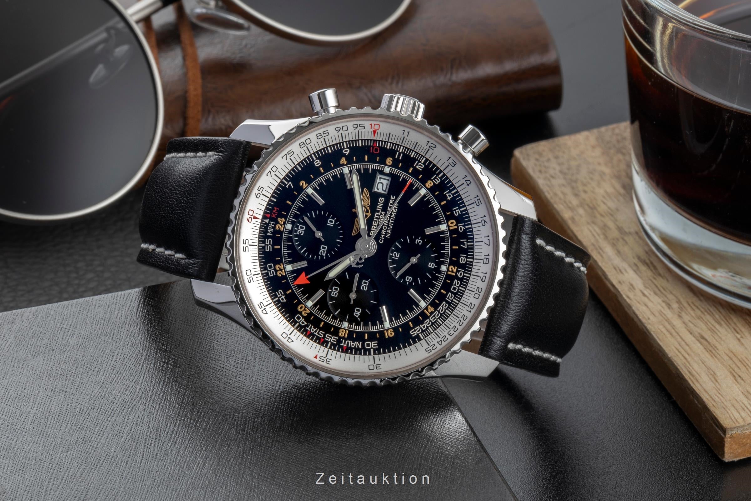 Breitling Navitimer World chronograph steel automatic Kal. B24 Ref