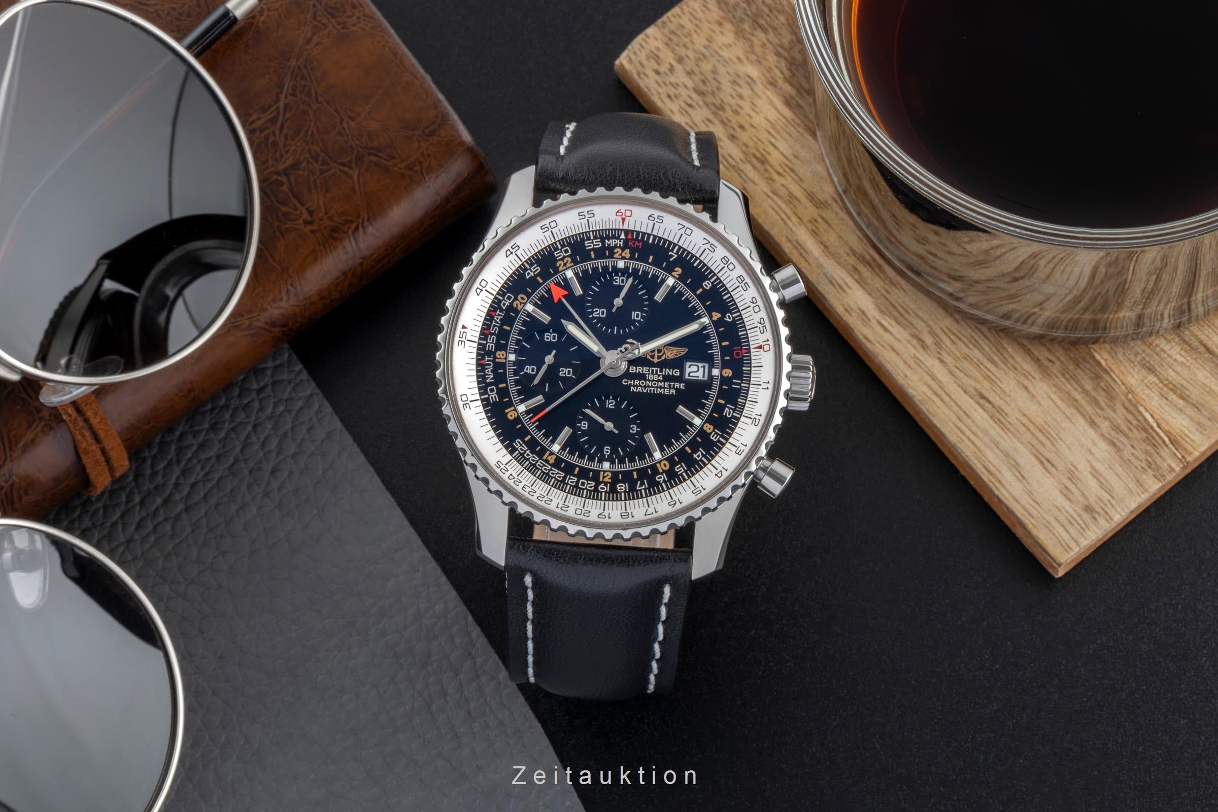 Breitling Navitimer World chronograph steel automatic Kal. B24 Ref