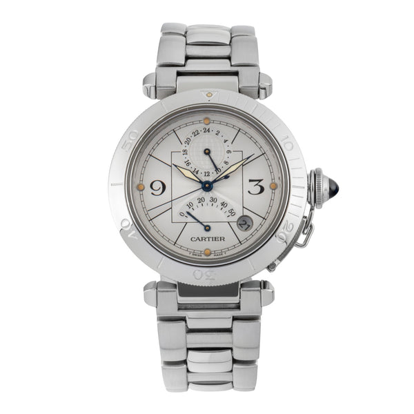 Cartier Pasha GMT Power Reserve Automatik Stahl Herrenuhr Ref. W31037H3 2388 [2506810]