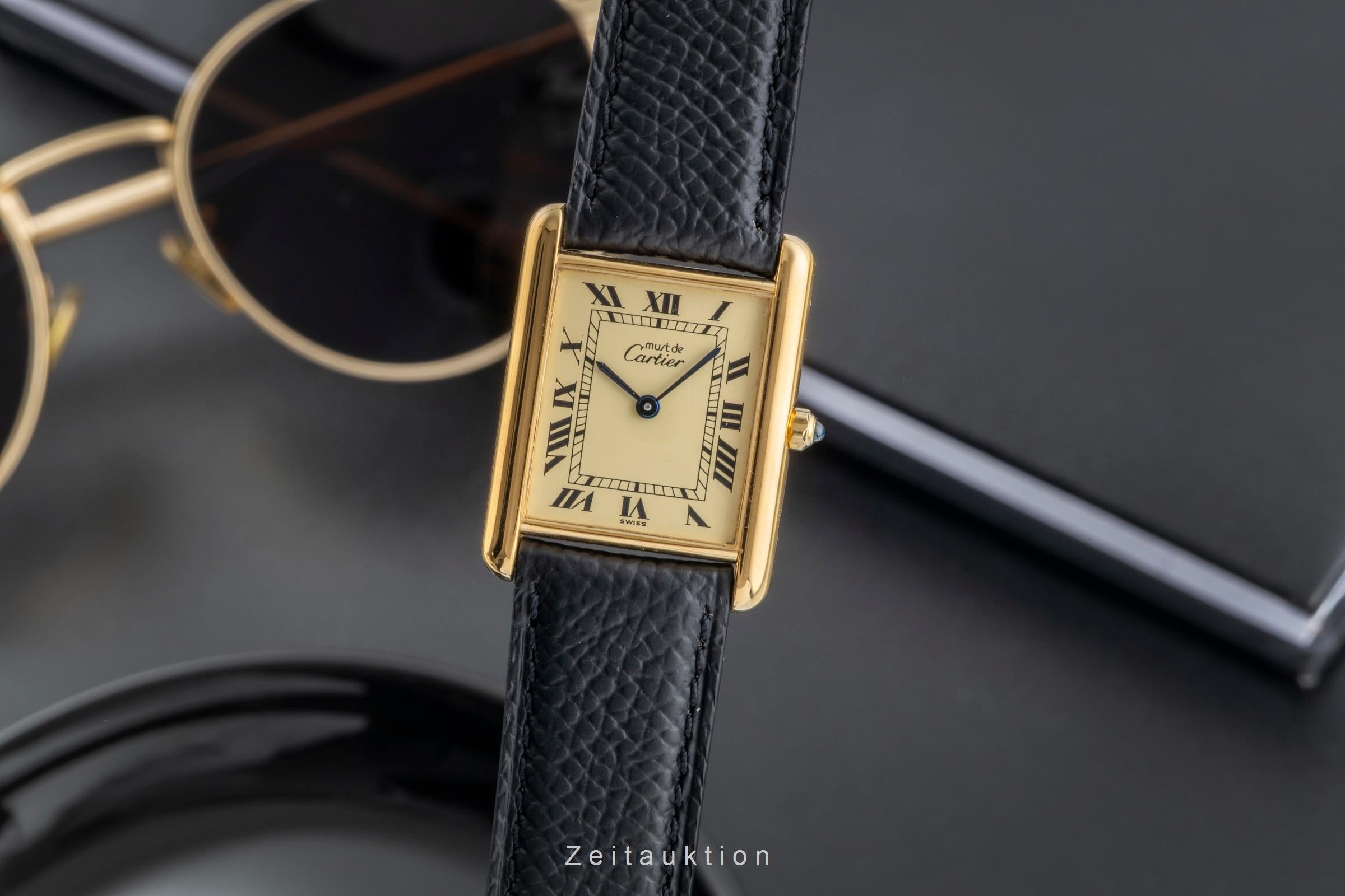 Cartier must Tank GM Vermeil "Ivory Dial" Silber Herrenuhr Medium Ref. 681006 [2506825]