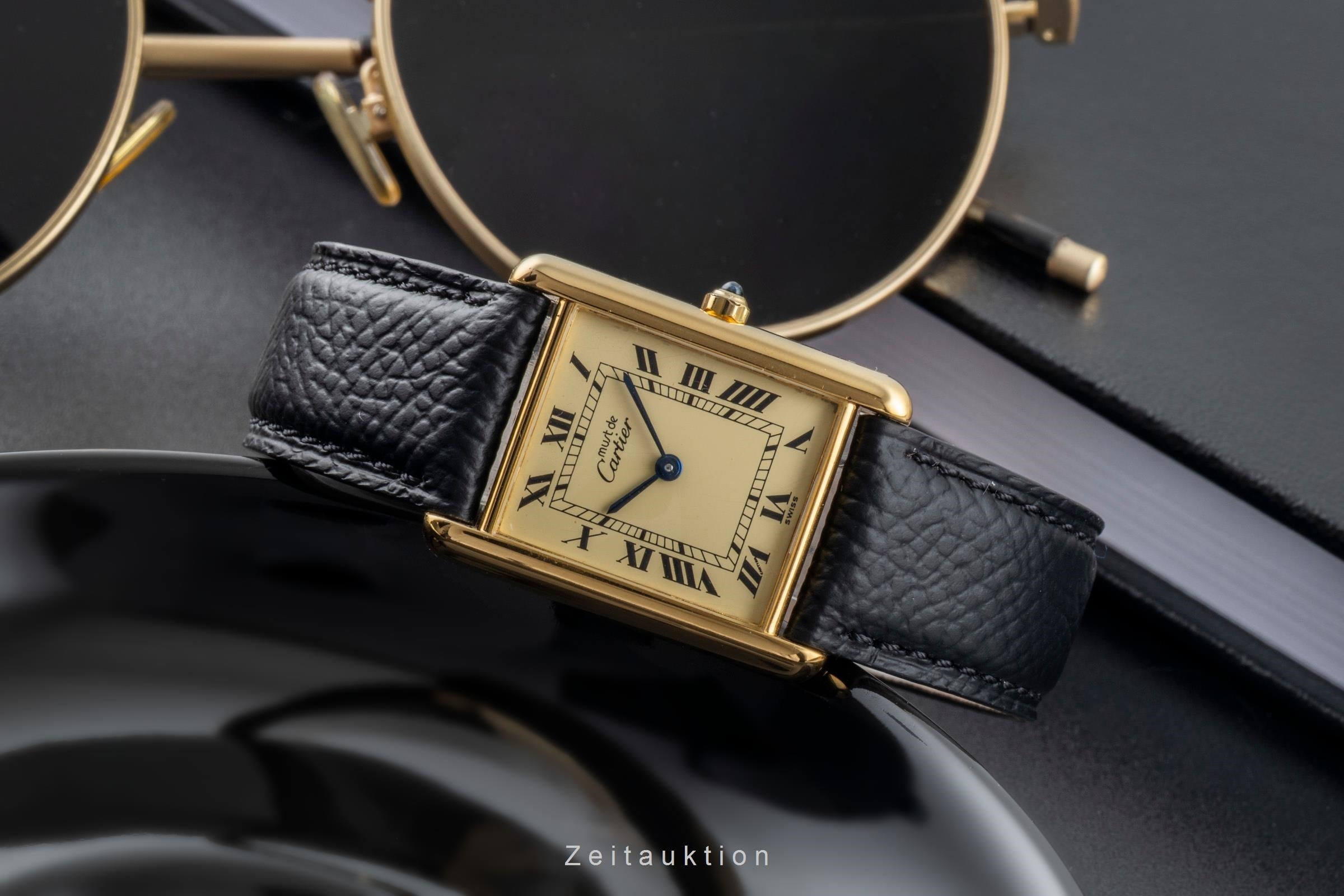 Cartier must Tank GM Vermeil "Ivory Dial" Silber Herrenuhr Medium Ref. 681006 [2506825]