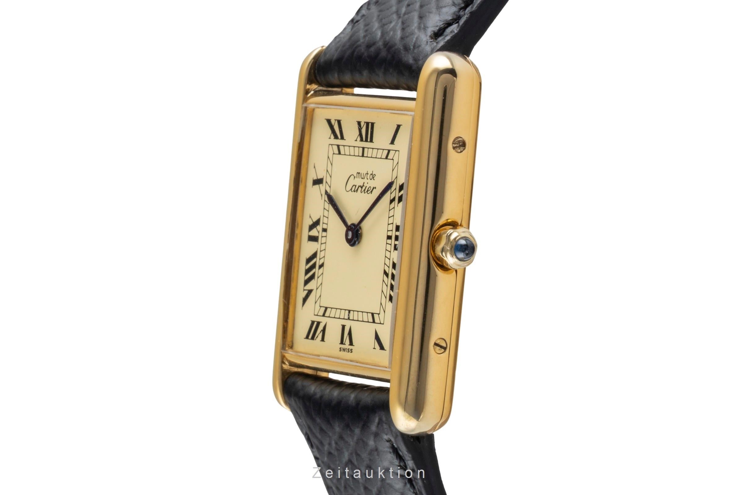 Cartier must Tank GM Vermeil "Ivory Dial" Silber Herrenuhr Medium Ref. 681006 [2506825]