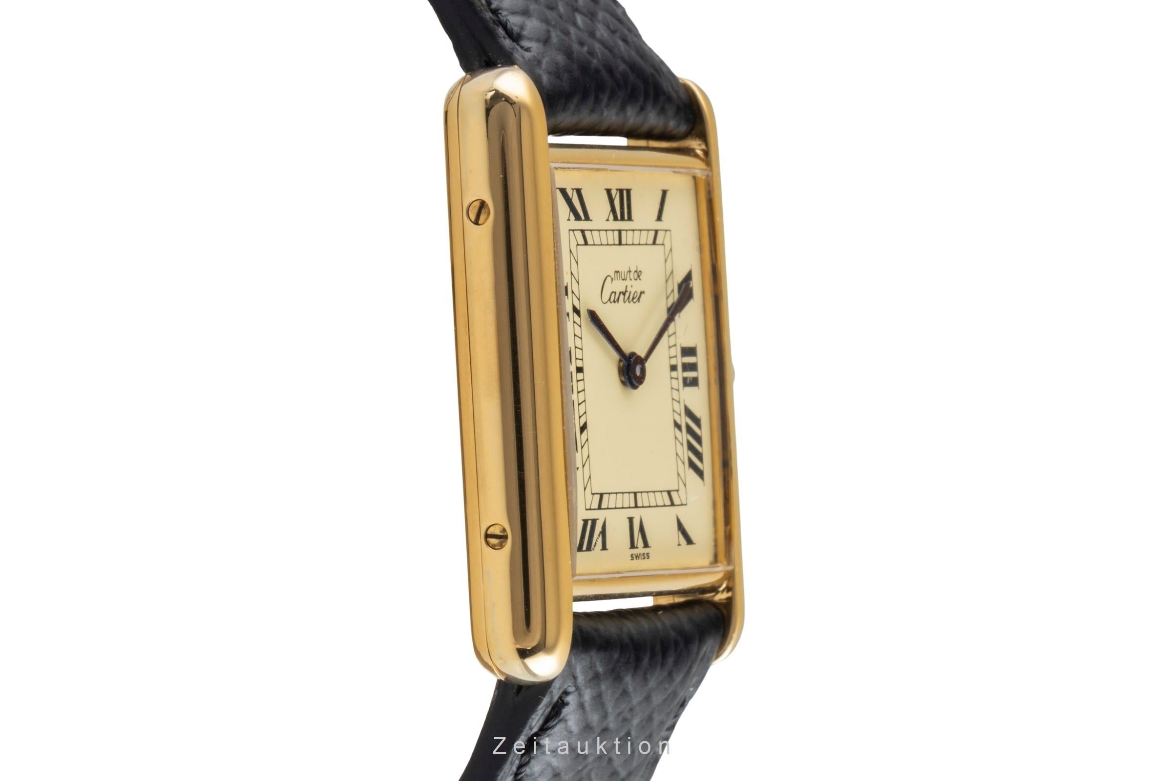 Cartier must Tank GM Vermeil "Ivory Dial" Silber Herrenuhr Medium Ref. 681006 [2506825]