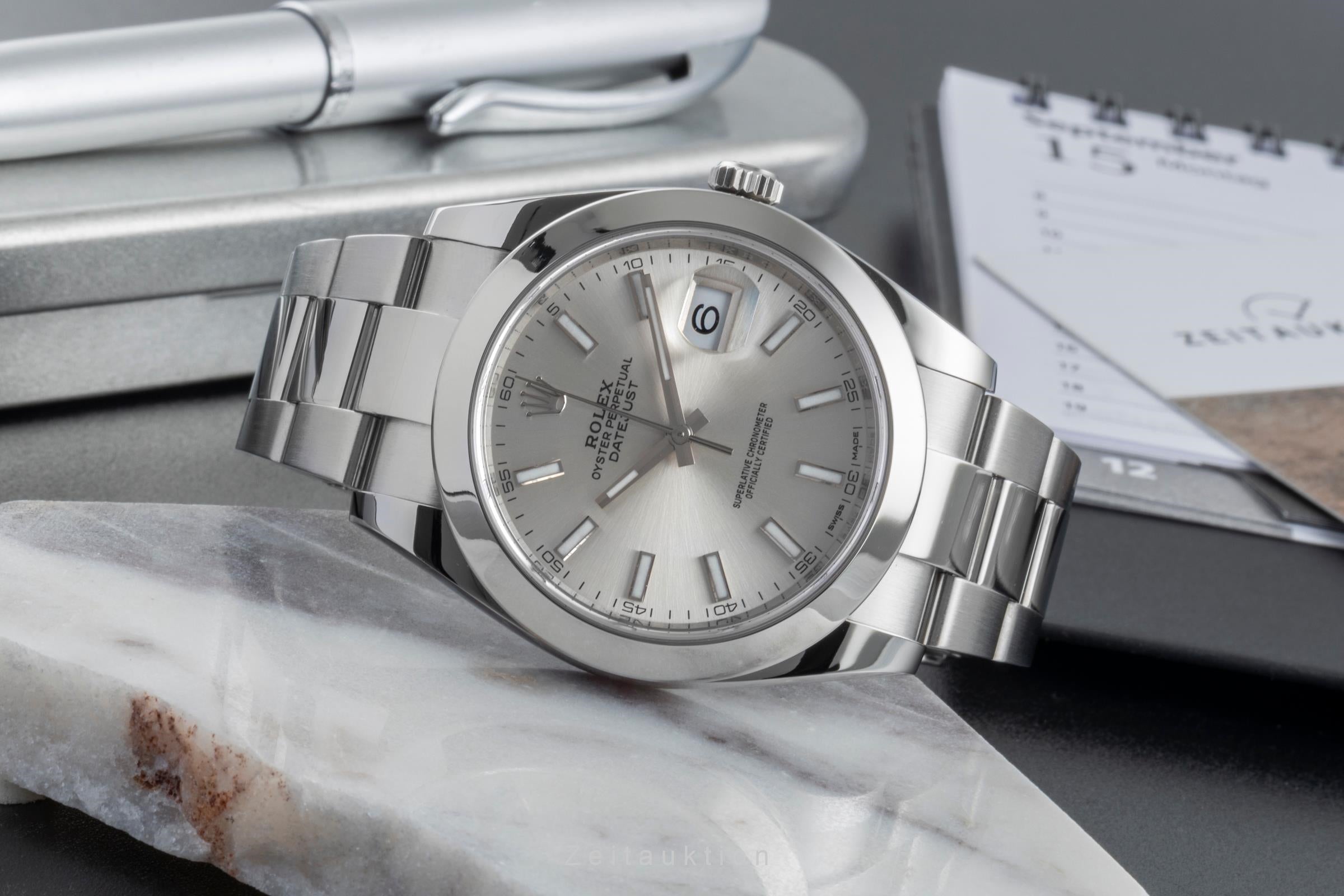 Rolex Datejust 41 Silver Dial Edelstahl Automatik Herrenuhr Ref. 126300 B&P 2018 [2506855]