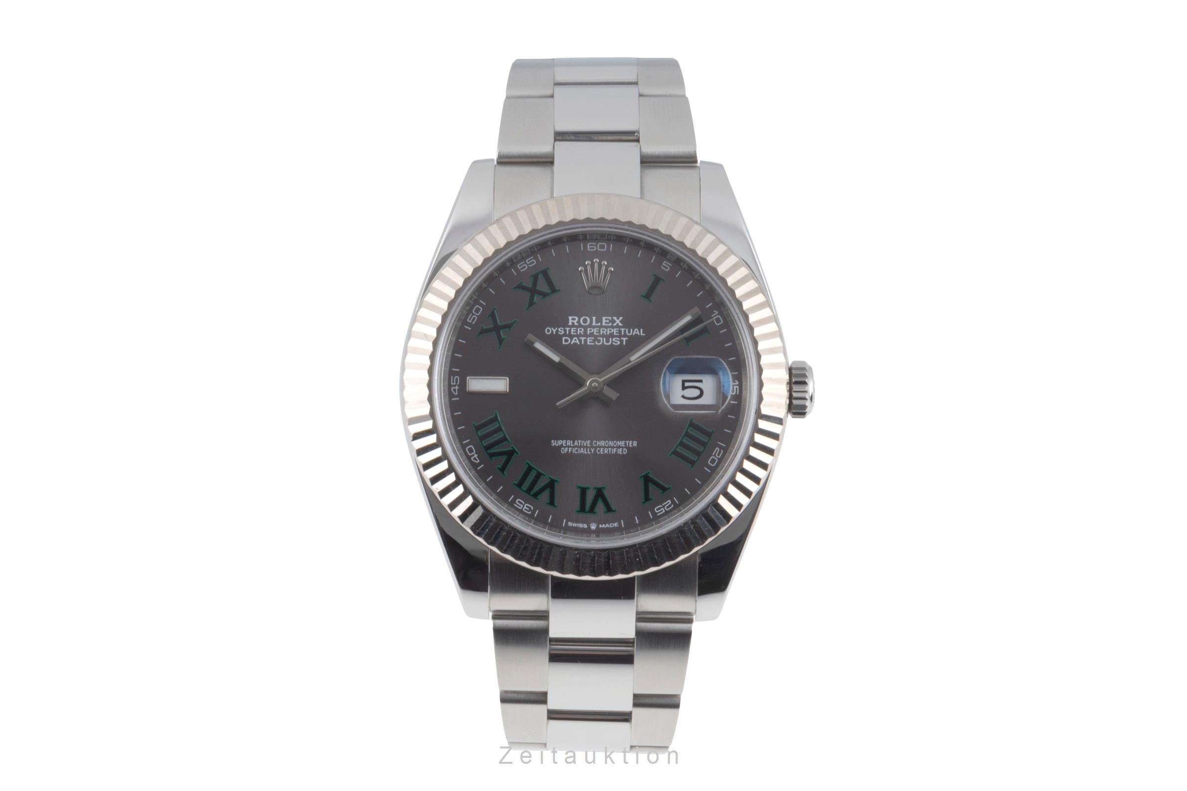 Rolex Datejust 41 Wimbledon Stahl Weissgold Automatik Herrenuhr 126334 B&P 2019 [2506882]