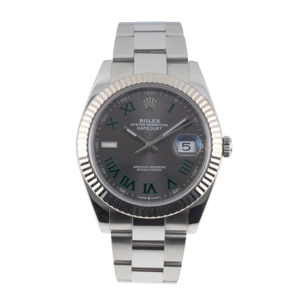 Rolex Datejust 41 Wimbledon Stahl Weissgold Automatik Herrenuhr 126334 B&P 2019 [2506882]
