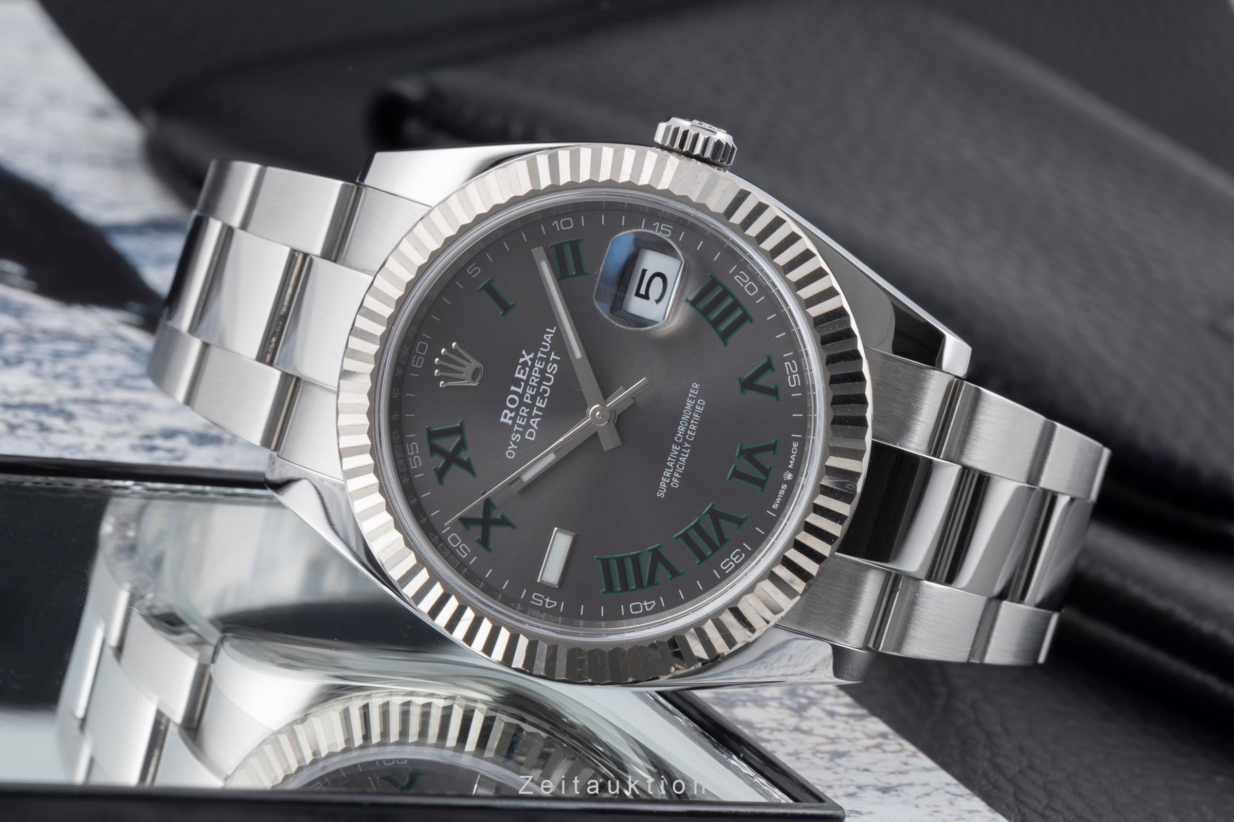 Rolex Datejust 41 Wimbledon Stahl Weissgold Automatik Herrenuhr 126334 B&P 2019 [2506882]