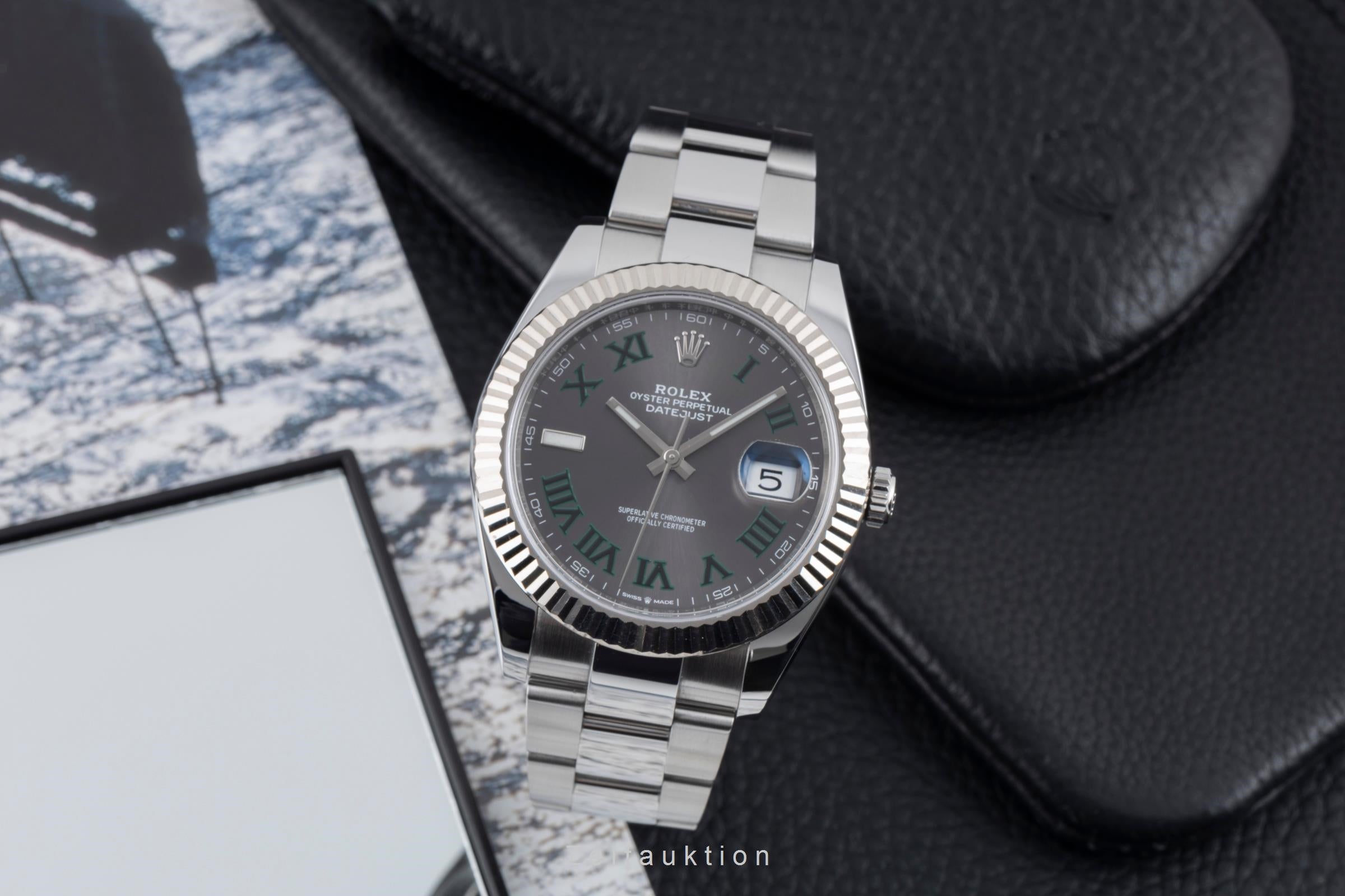 Rolex Datejust 41 Wimbledon Stahl Weissgold Automatik Herrenuhr 126334 B&P 2019 [2506882]