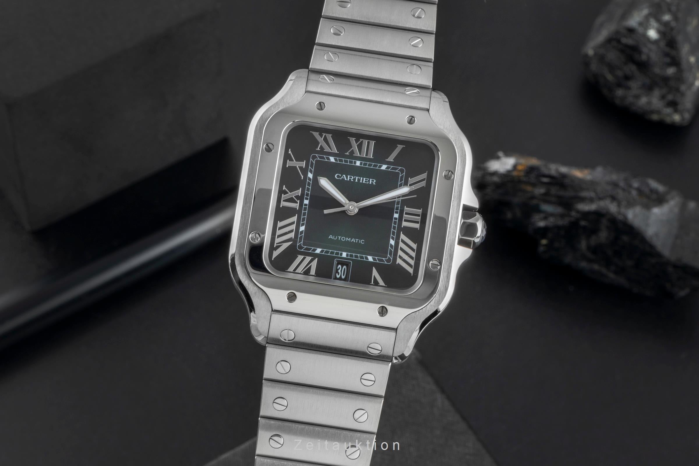 Cartier Santos Stahl Green Dial Automatik Herren Ref WSSA0062 Box & Papiere 2023 [2506924]