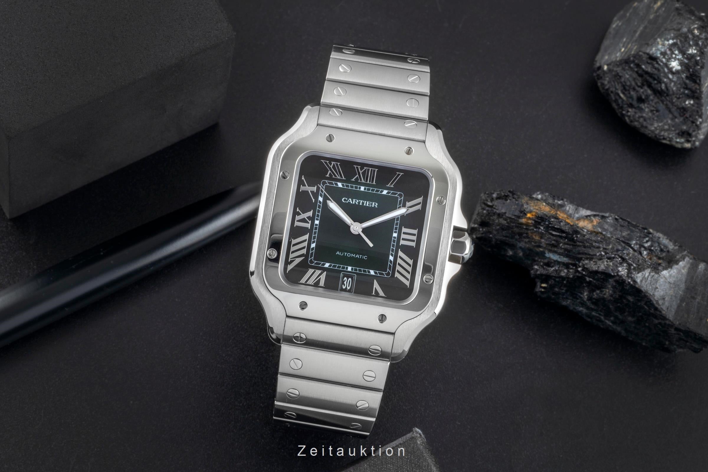Cartier Santos Stahl Green Dial Automatik Herren Ref WSSA0062 Box & Papiere 2023 [2506924]