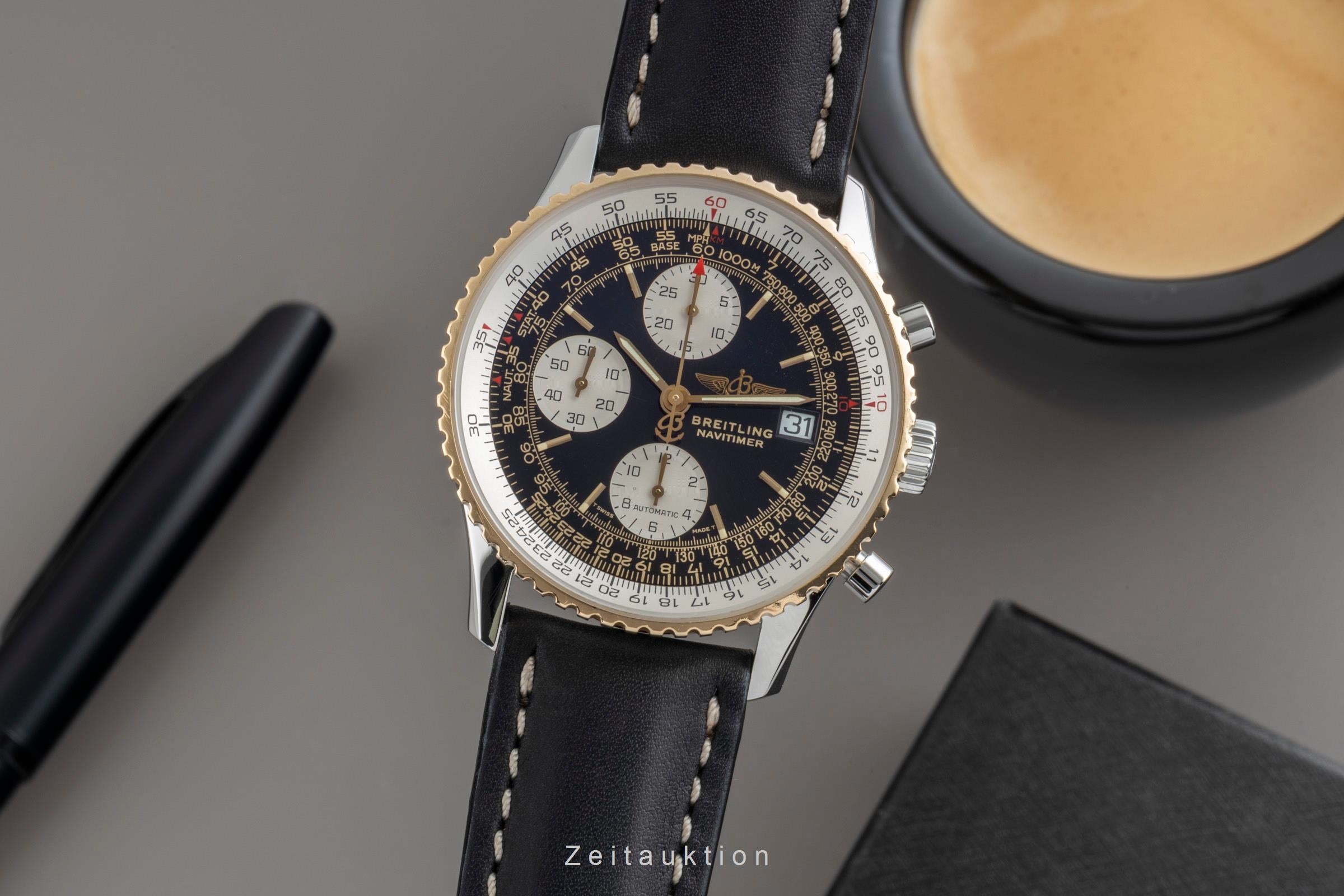 Breitling Old Navitimer chronograph steel / gold automatic Kal