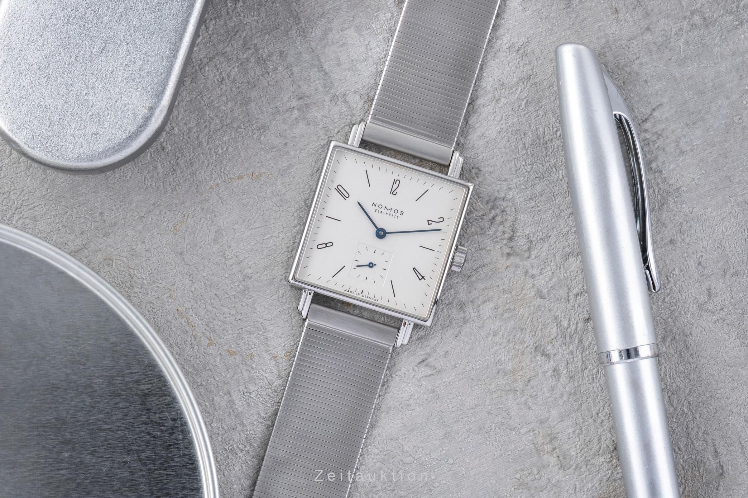 Nomos Tetra Edelstahl Handaufzug Herrenuhr Ref. 408 Box & Papiere 2016 [2507020]