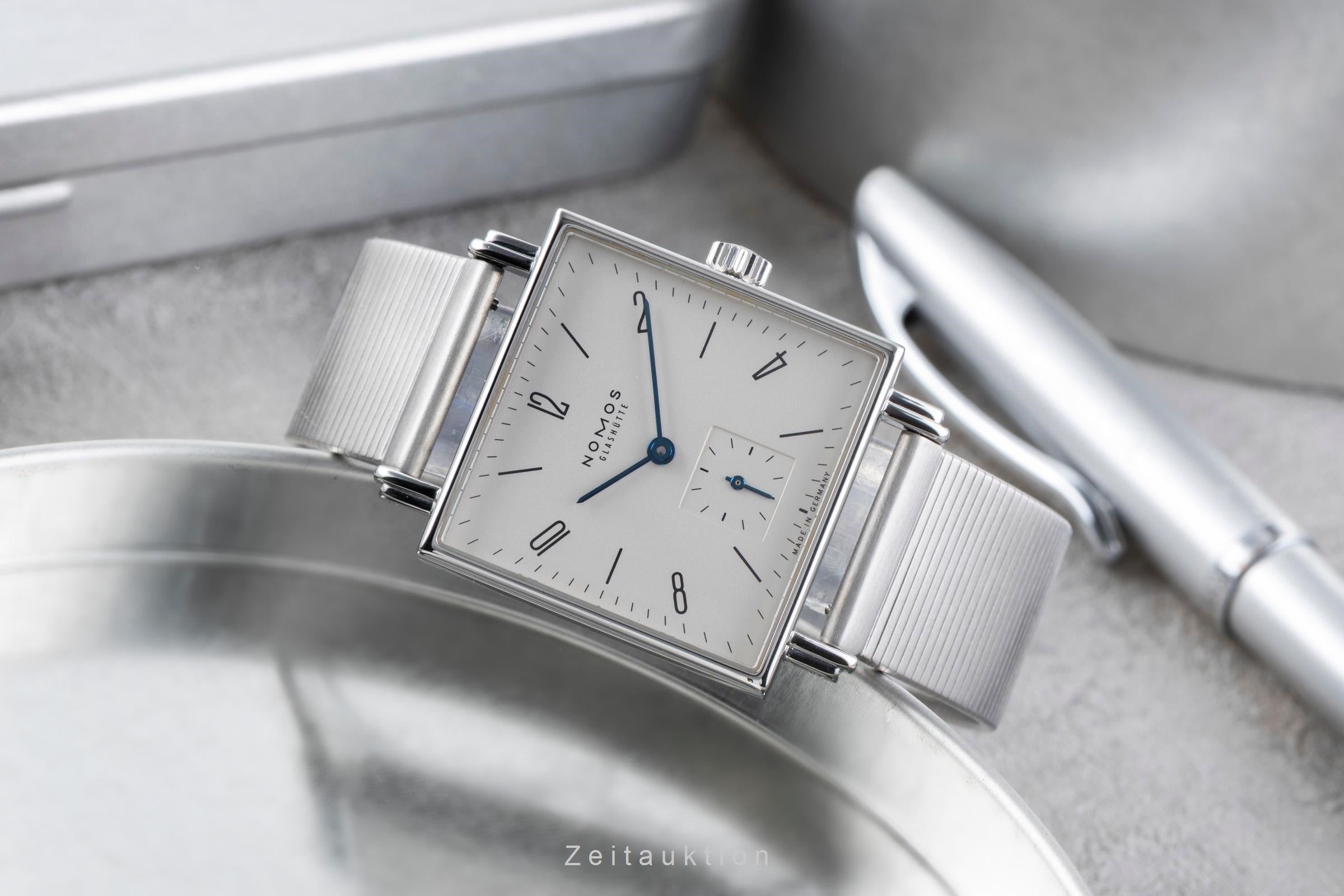 Nomos Tetra Edelstahl Handaufzug Herrenuhr Ref. 408 Box & Papiere 2016 [2507020]