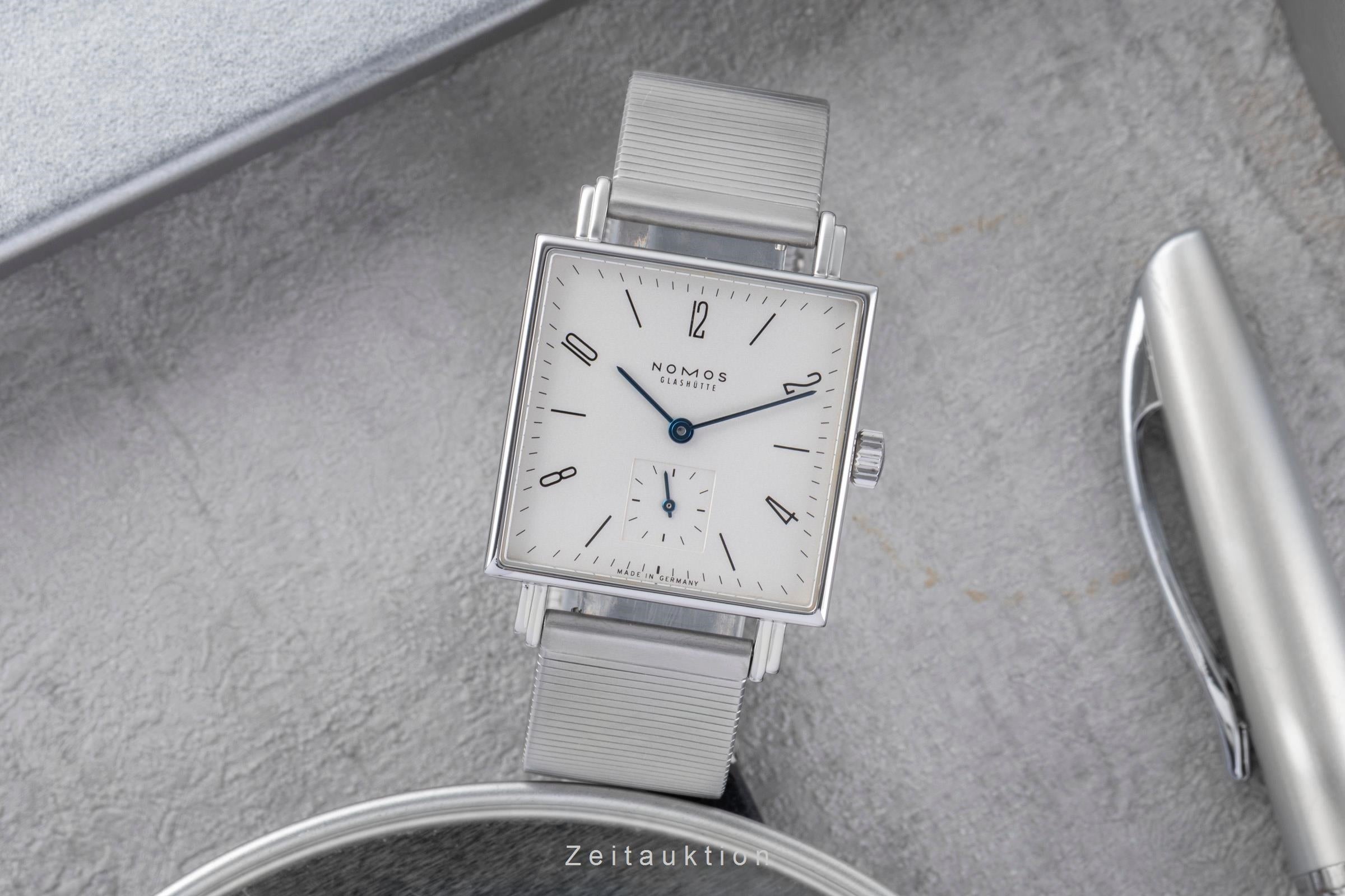 Nomos Tetra Edelstahl Handaufzug Herrenuhr Ref. 408 Box & Papiere 2016 [2507020]