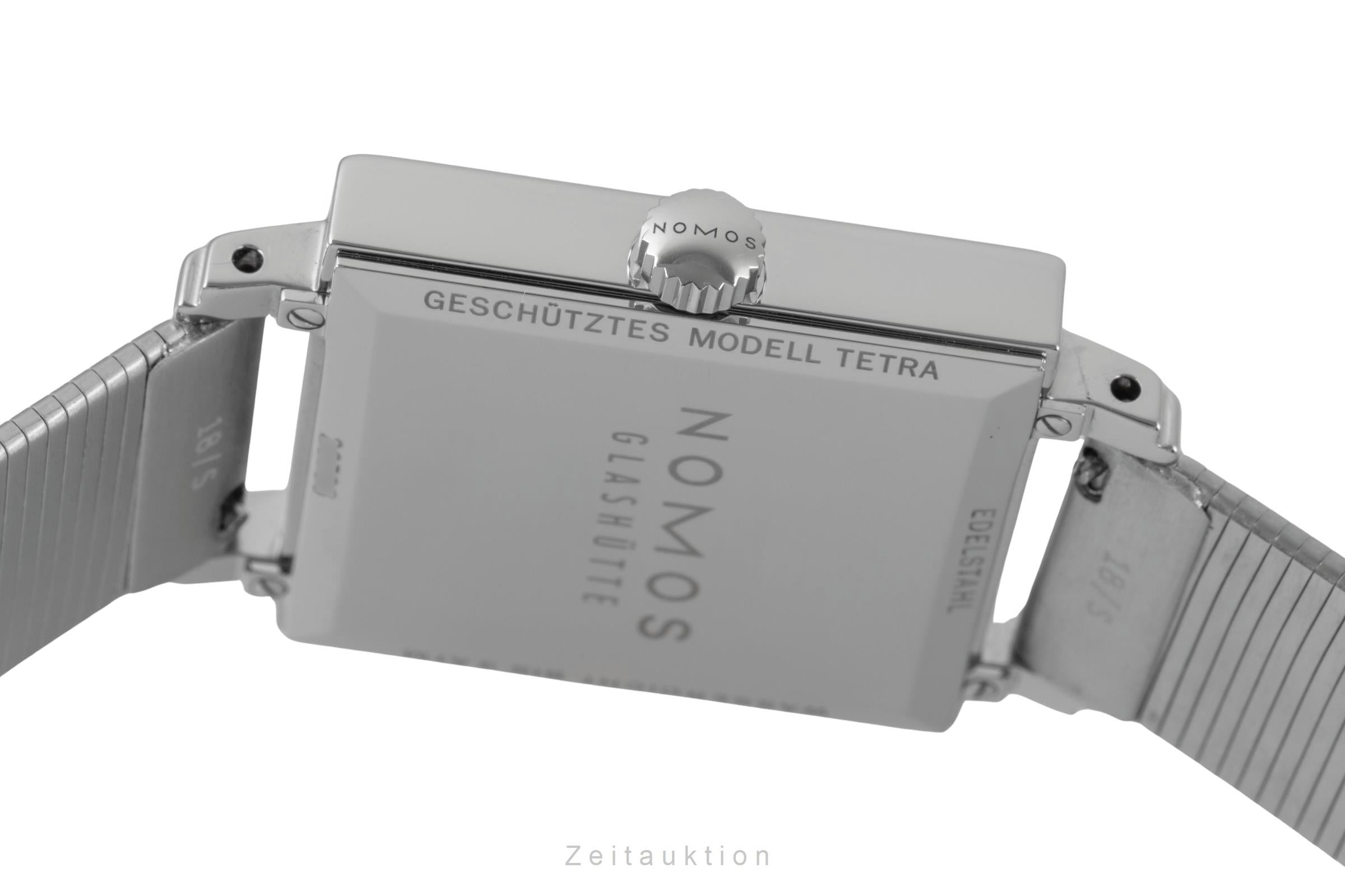 Nomos Tetra Edelstahl Handaufzug Herrenuhr Ref. 408 Box & Papiere 2016 [2507020]