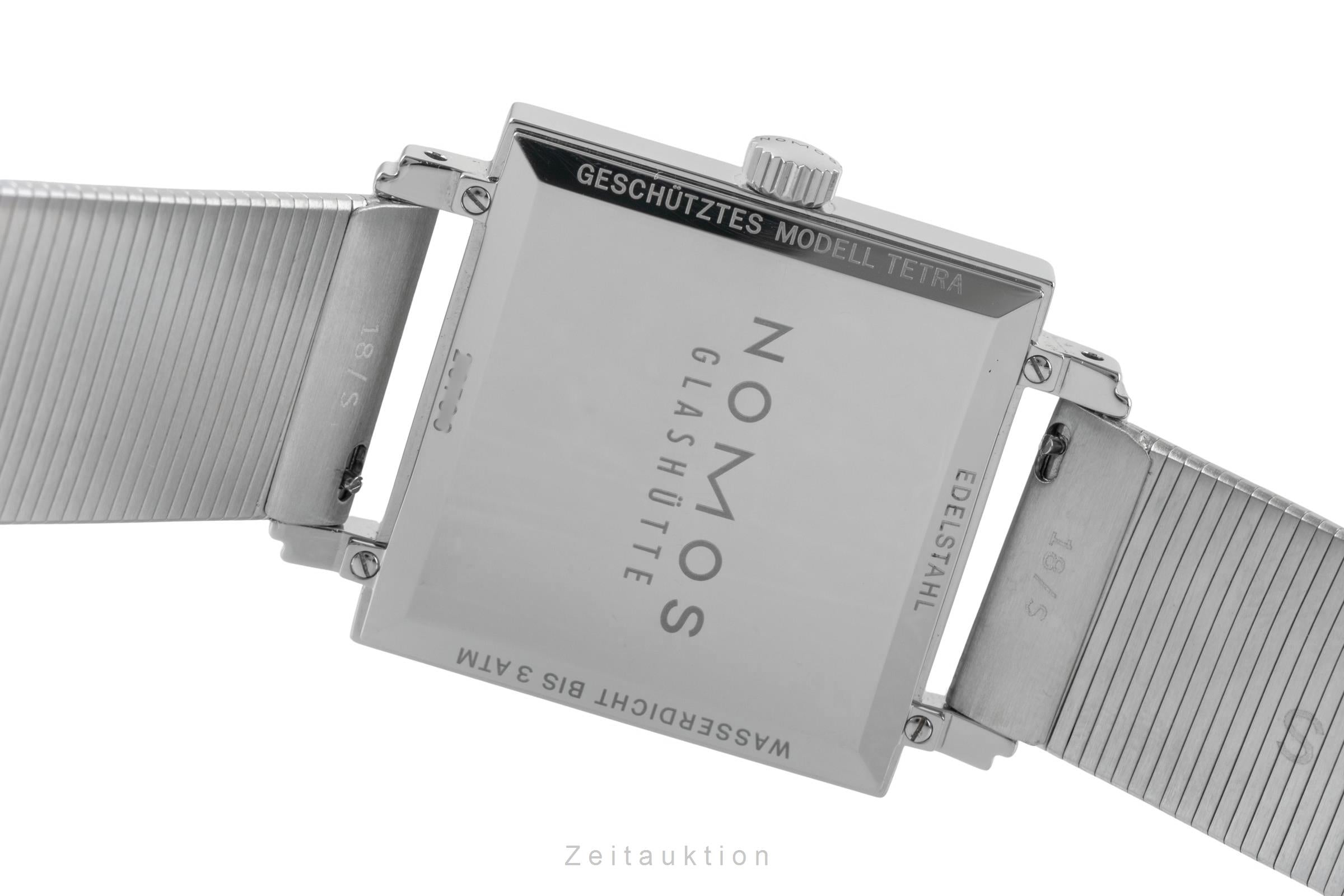 Nomos Tetra Edelstahl Handaufzug Herrenuhr Ref. 408 Box & Papiere 2016 [2507020]