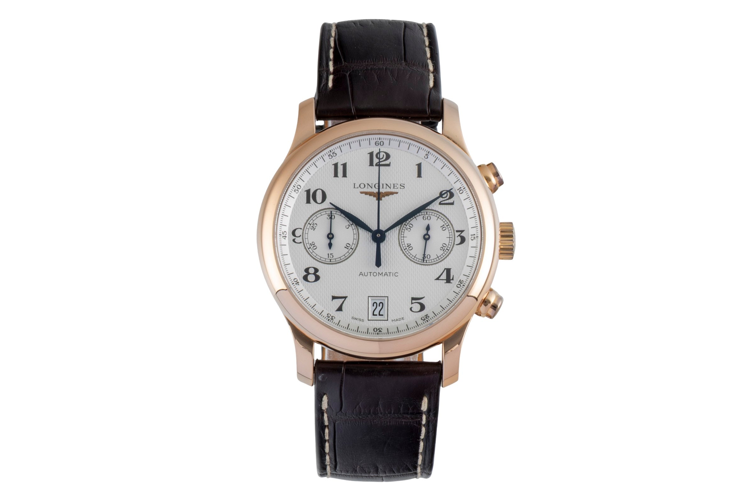 Longines Master Collection chronograph 18 ct red gold automatic men's watch L2.669.8.78.3 LP: 10300EUR  [2507040]