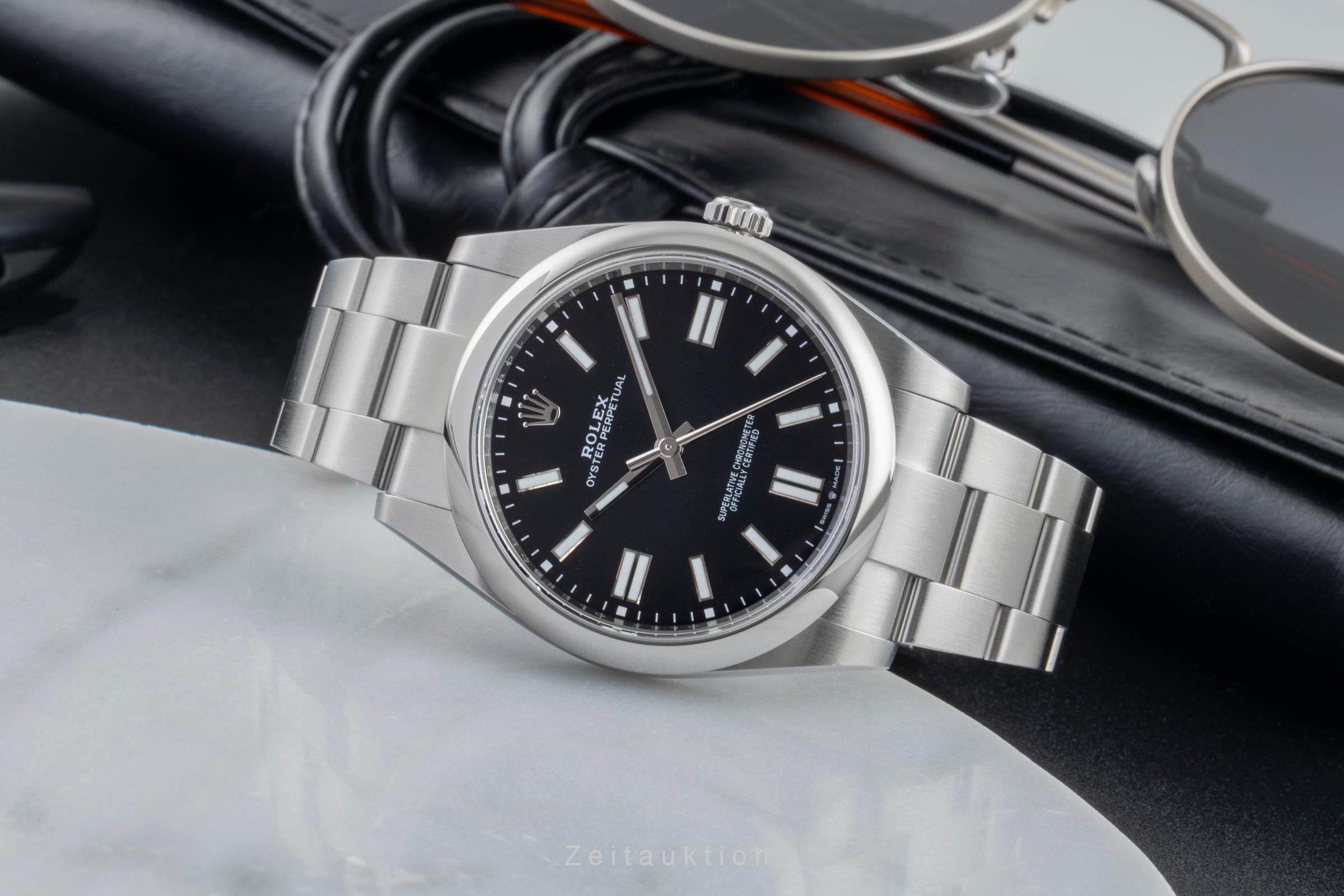 Rolex Oyster Perpetual Black Dial Stahl Automatik Ref. 124300 B&P 2022 [2507071]