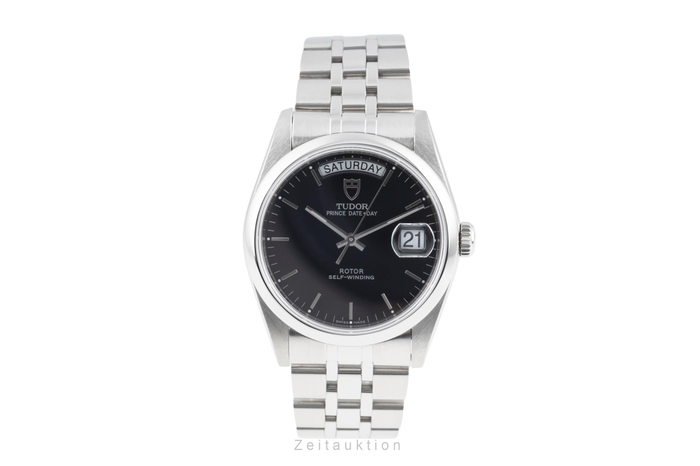 Tudor Prince Date Day Black Dial Edelstahl Automatik Herren Ref. 76200 Papiere  [2507122]