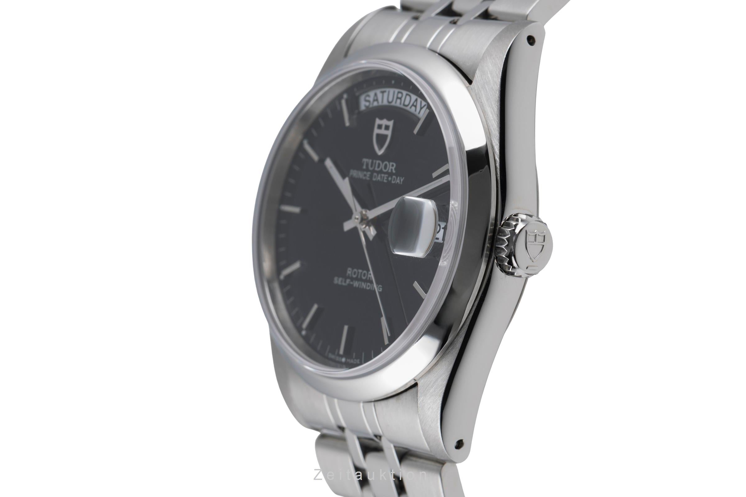 Tudor Prince Date Day Black Dial Edelstahl Automatik Herren Ref. 76200 Papiere  [2507122]