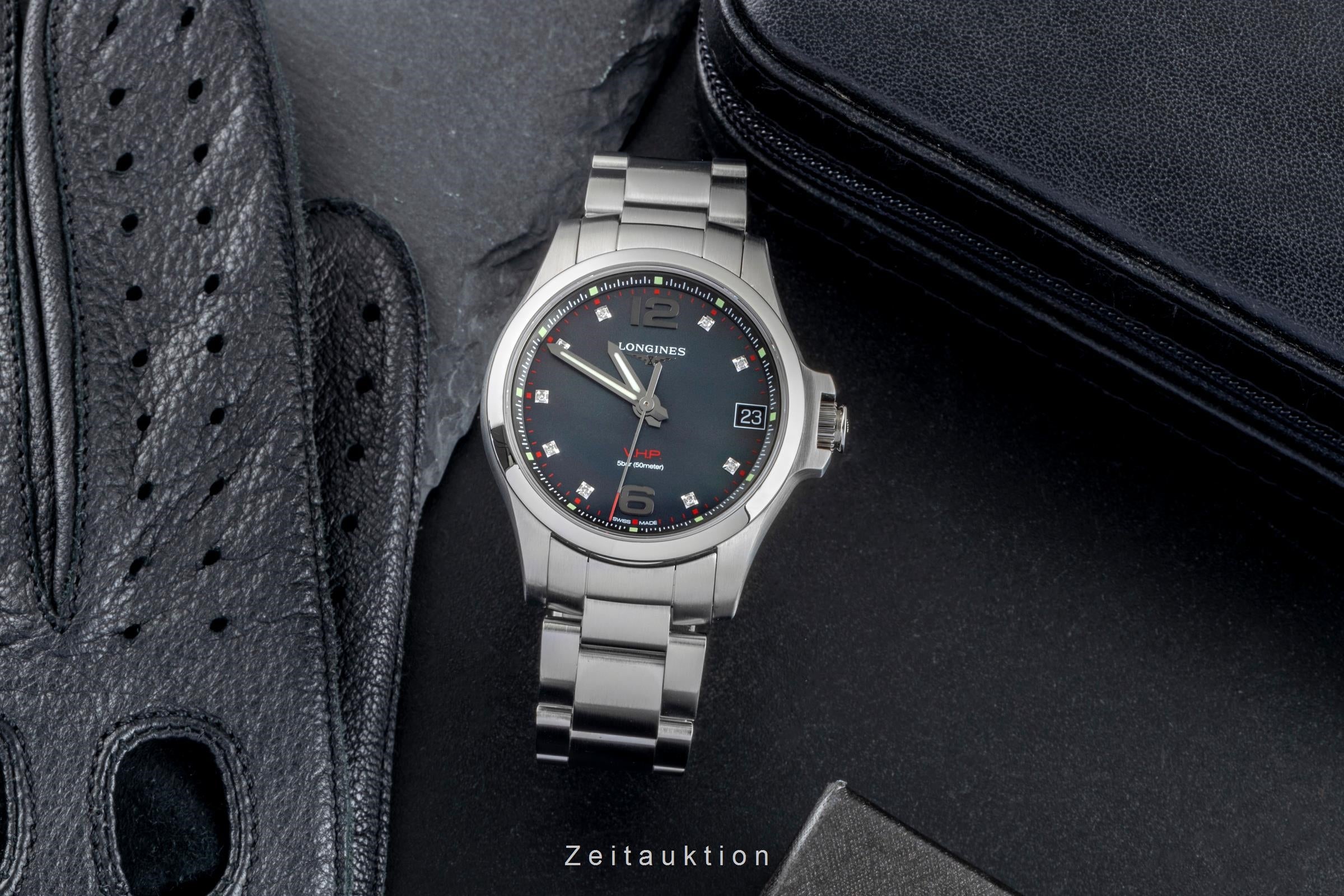 Longines Conquest Stahl Quarz Damenuhr MOP Dial Diamonds Ref. L3.316.4.88.6 Box  [2507316]